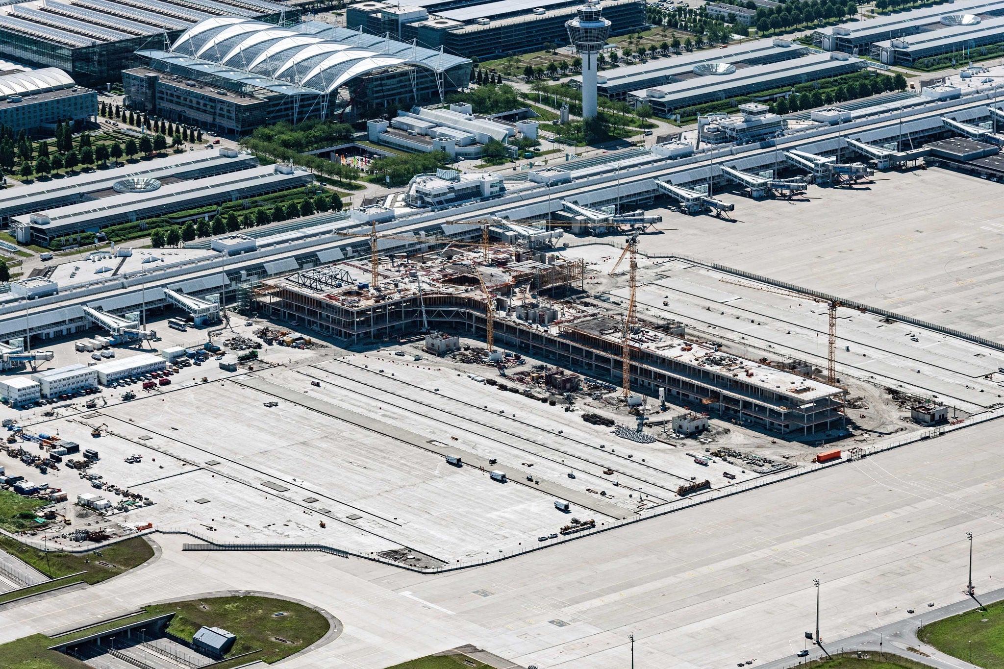 Baustelle zum Neubau Erweiterung Terminal 1 in Muenchen-Flughafen im Bundesland Bayern