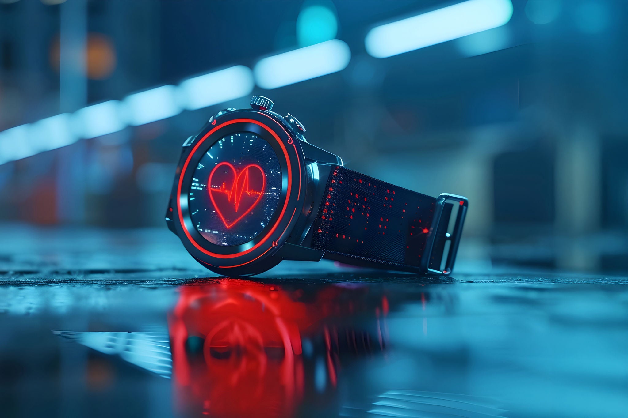 This sleek futuristic wearable device is designed to discreetly monitor the user s heart rate sending alerts for any anomalies or irregularities With advanced biometric sensors and IoT connectivity