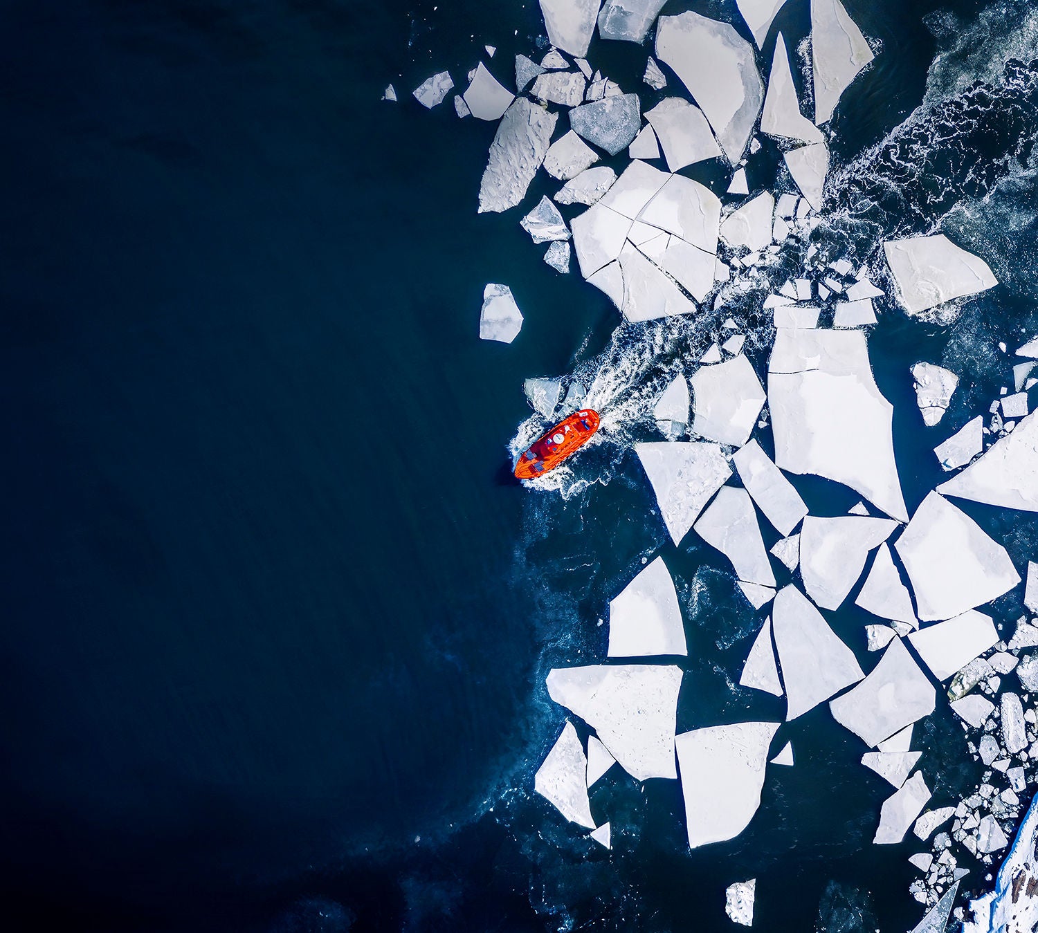 red boat around ice