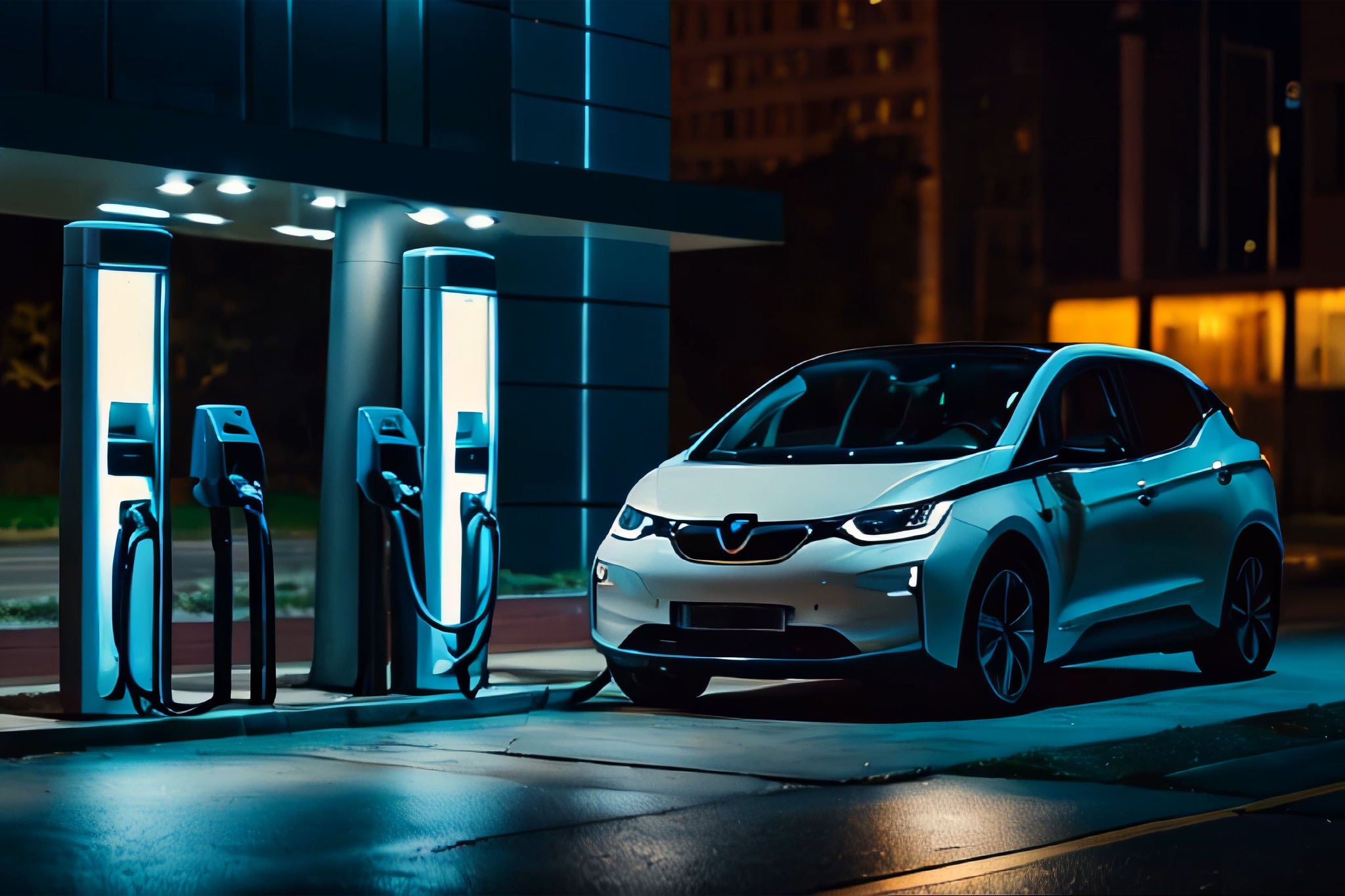 EV car at charging station