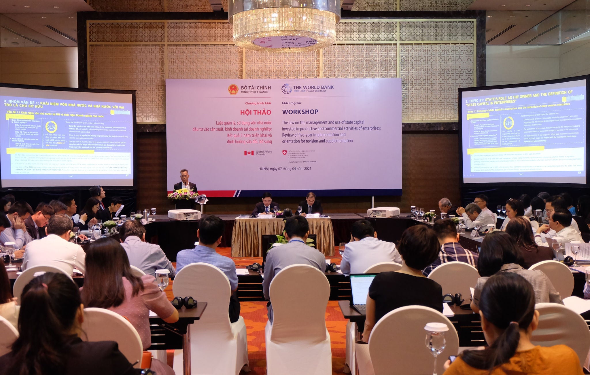 View of conference room with people while giving lecture