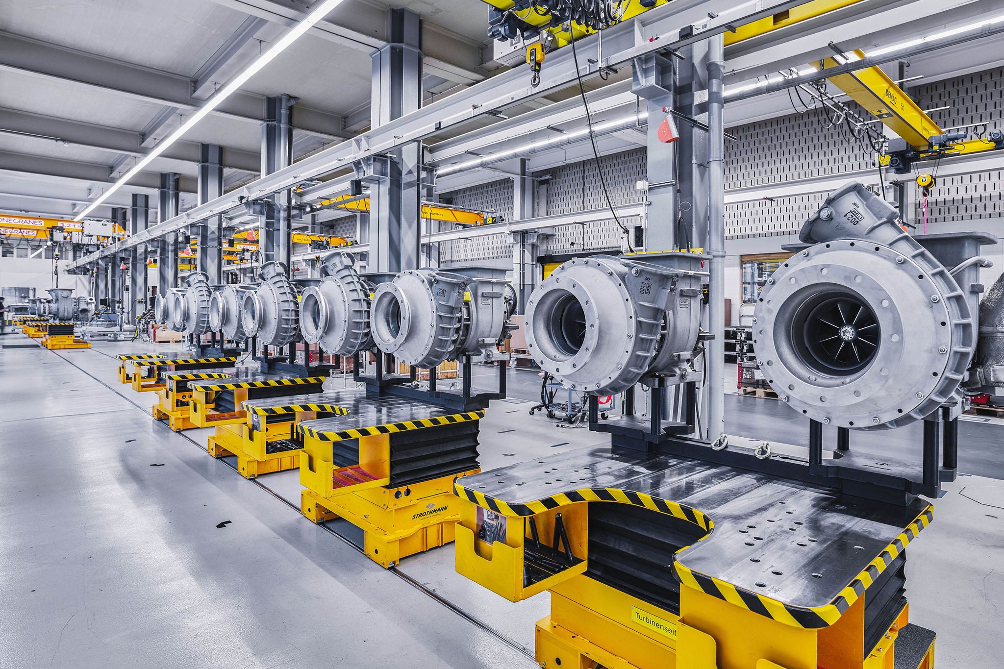 Turbochargers are seen in the Acceleron factory Baden