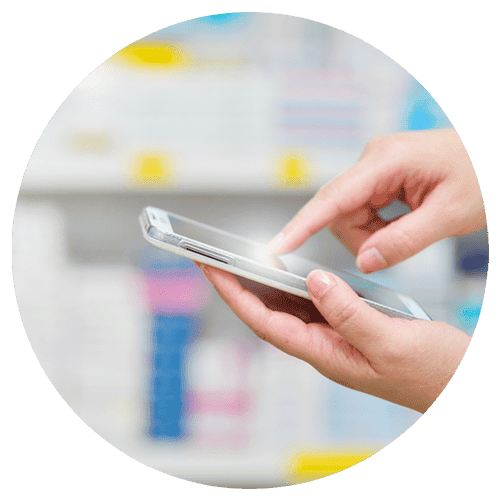 Filling a prescription on mobile in pharmacy