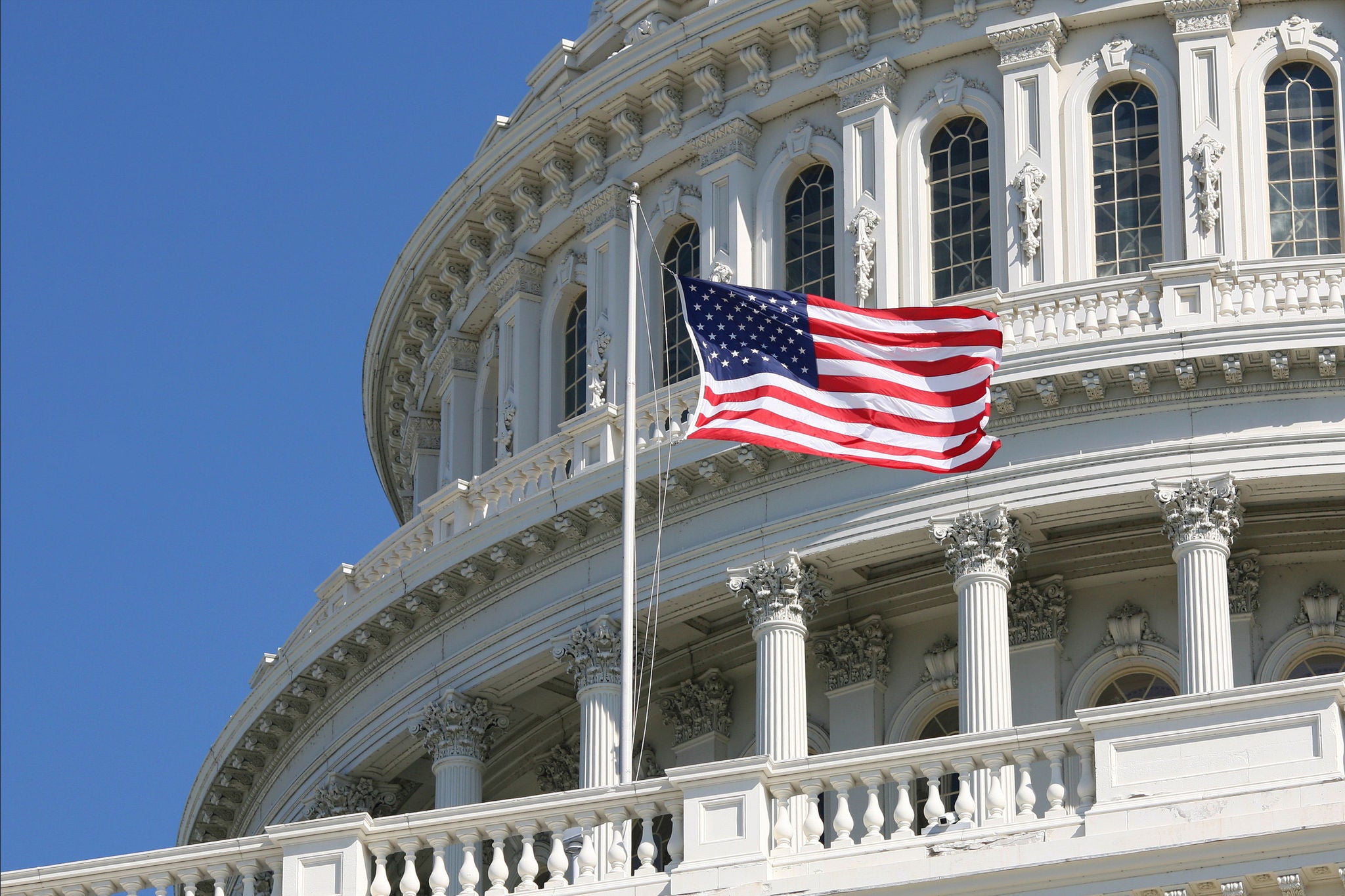 Capital dome with US flag