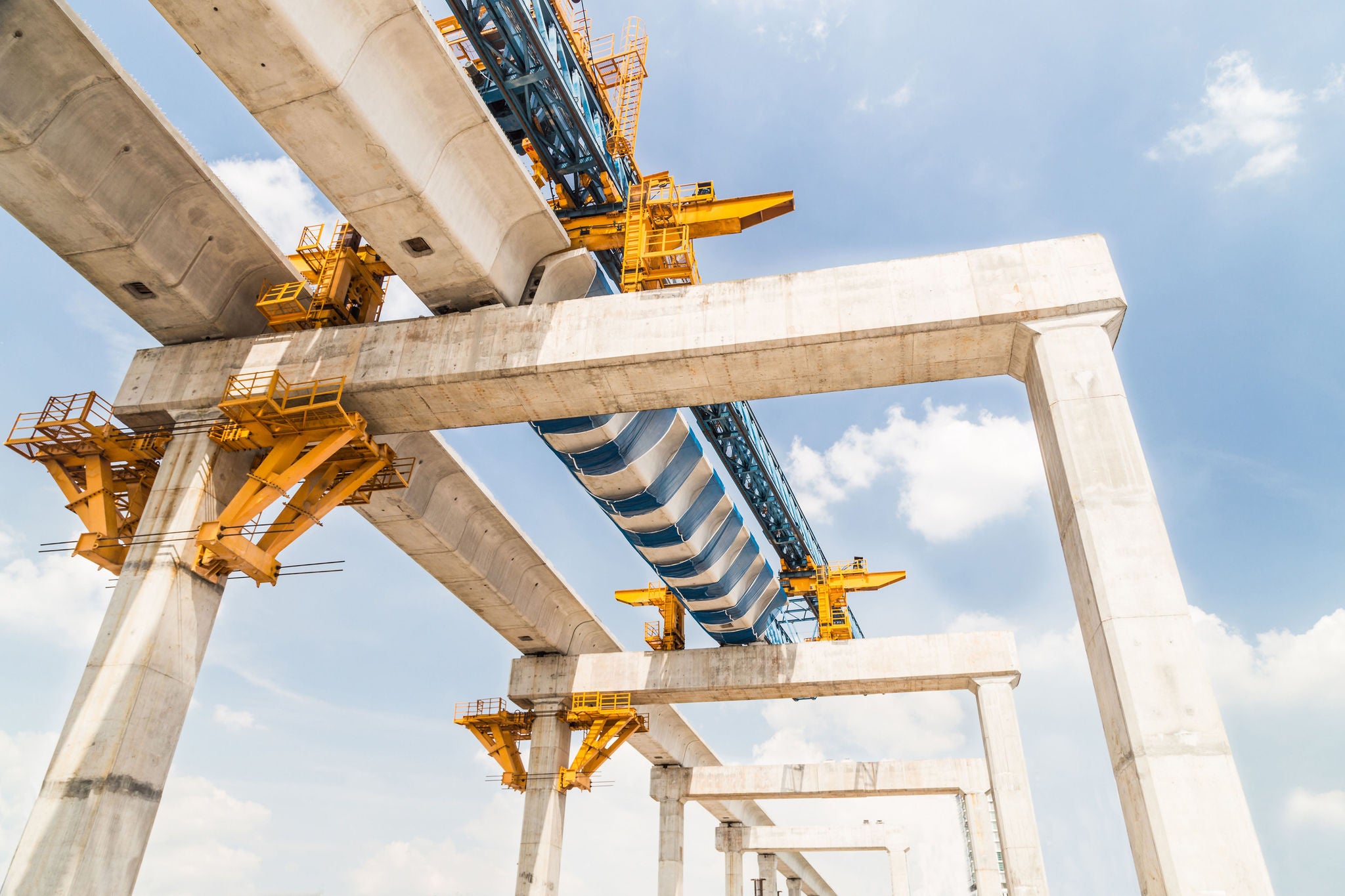 detail of the construction of a mass rail transit line