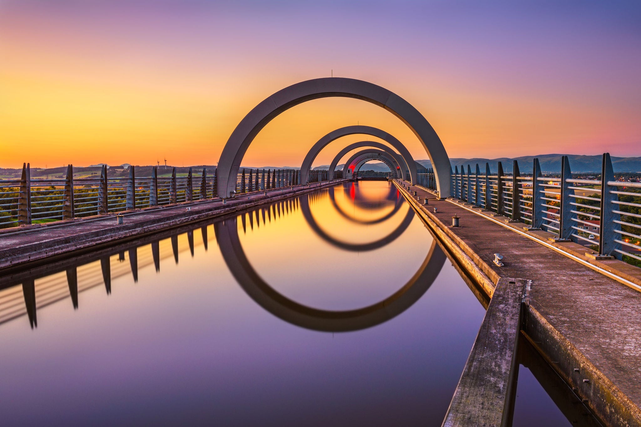 bridges reflected on the water