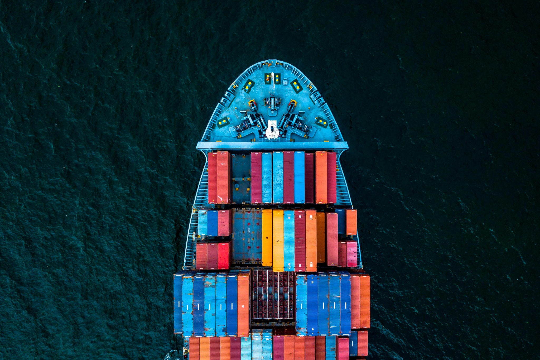 Ariel view of ship deck