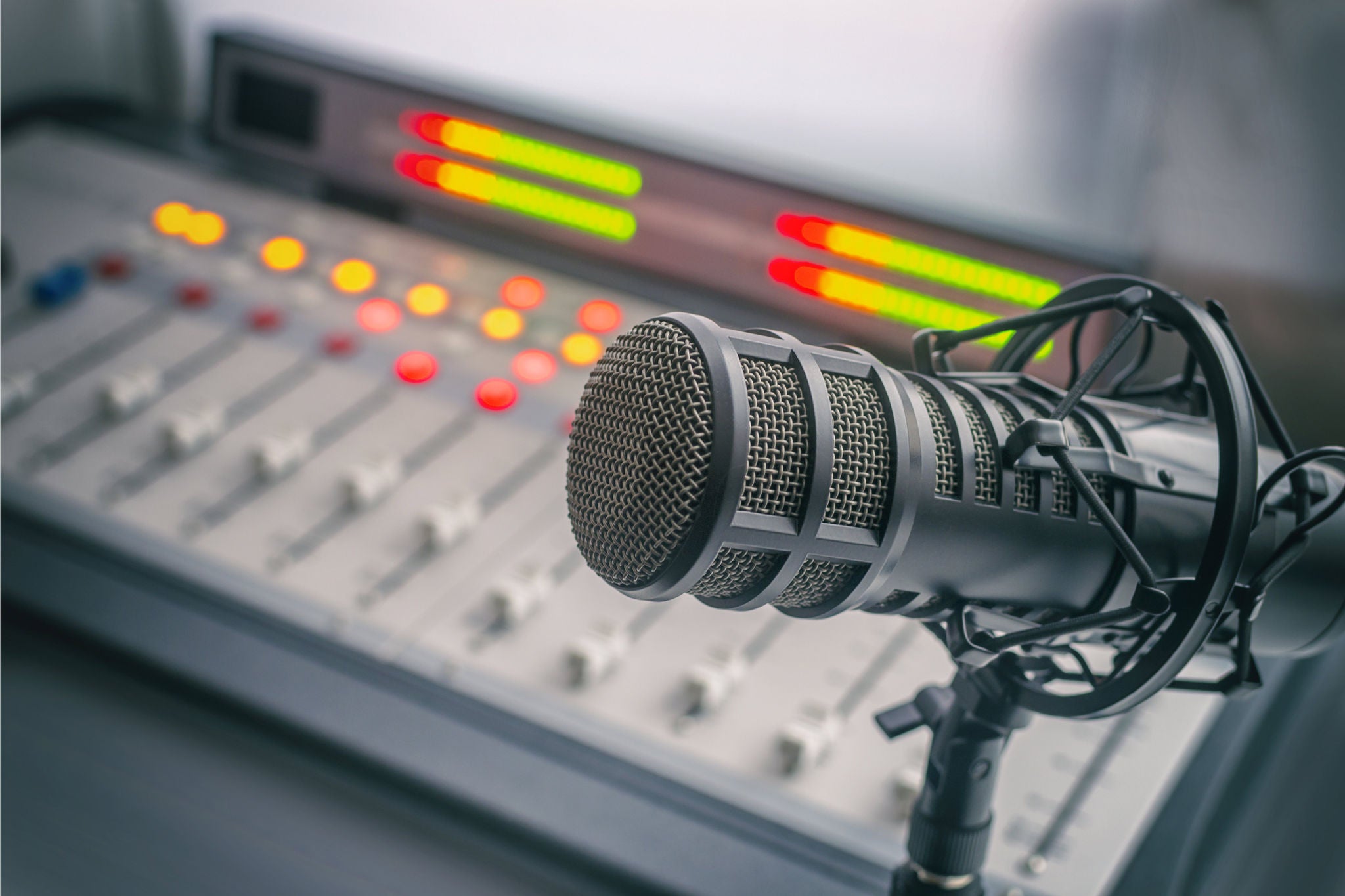 Audio console microphone radio studio