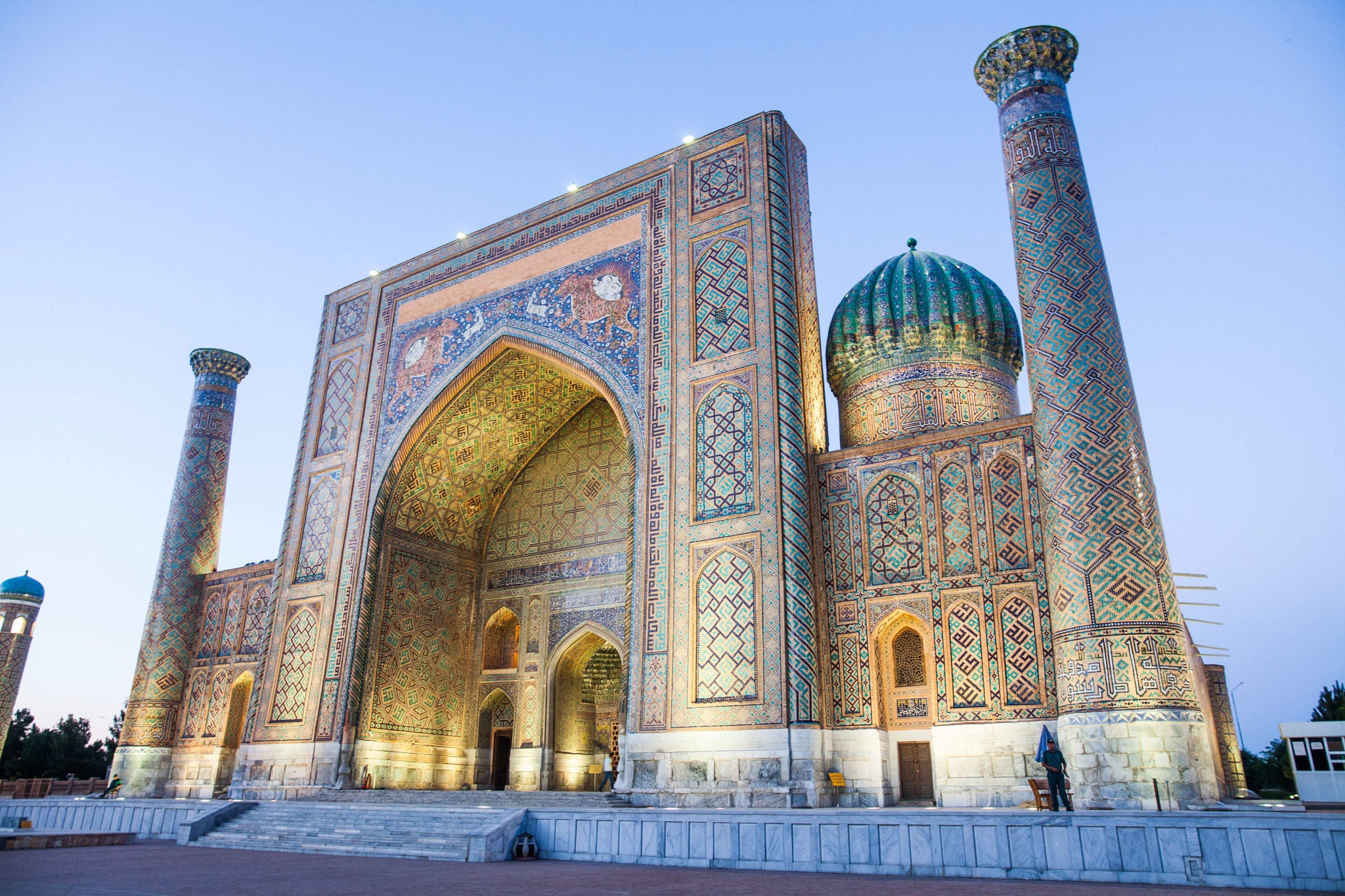 Color image of the Registan palace in Samarkand, Uzbekistan.