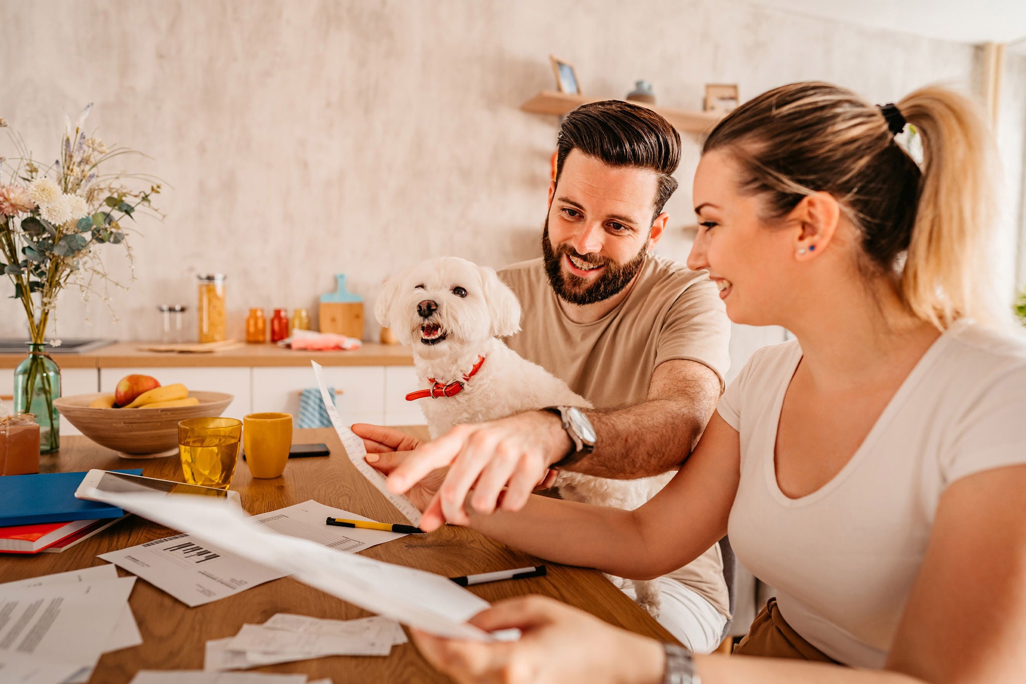 Couple with dog