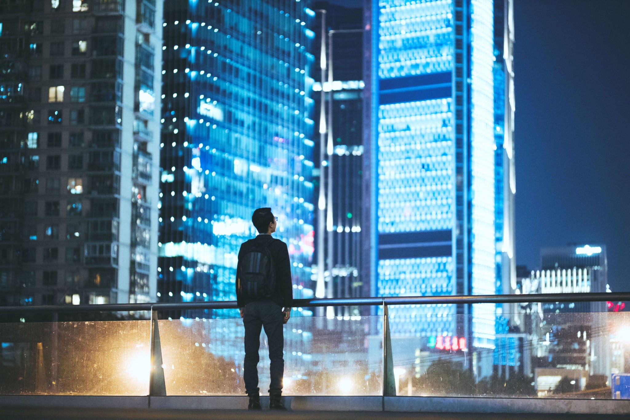 Man standing in front of building