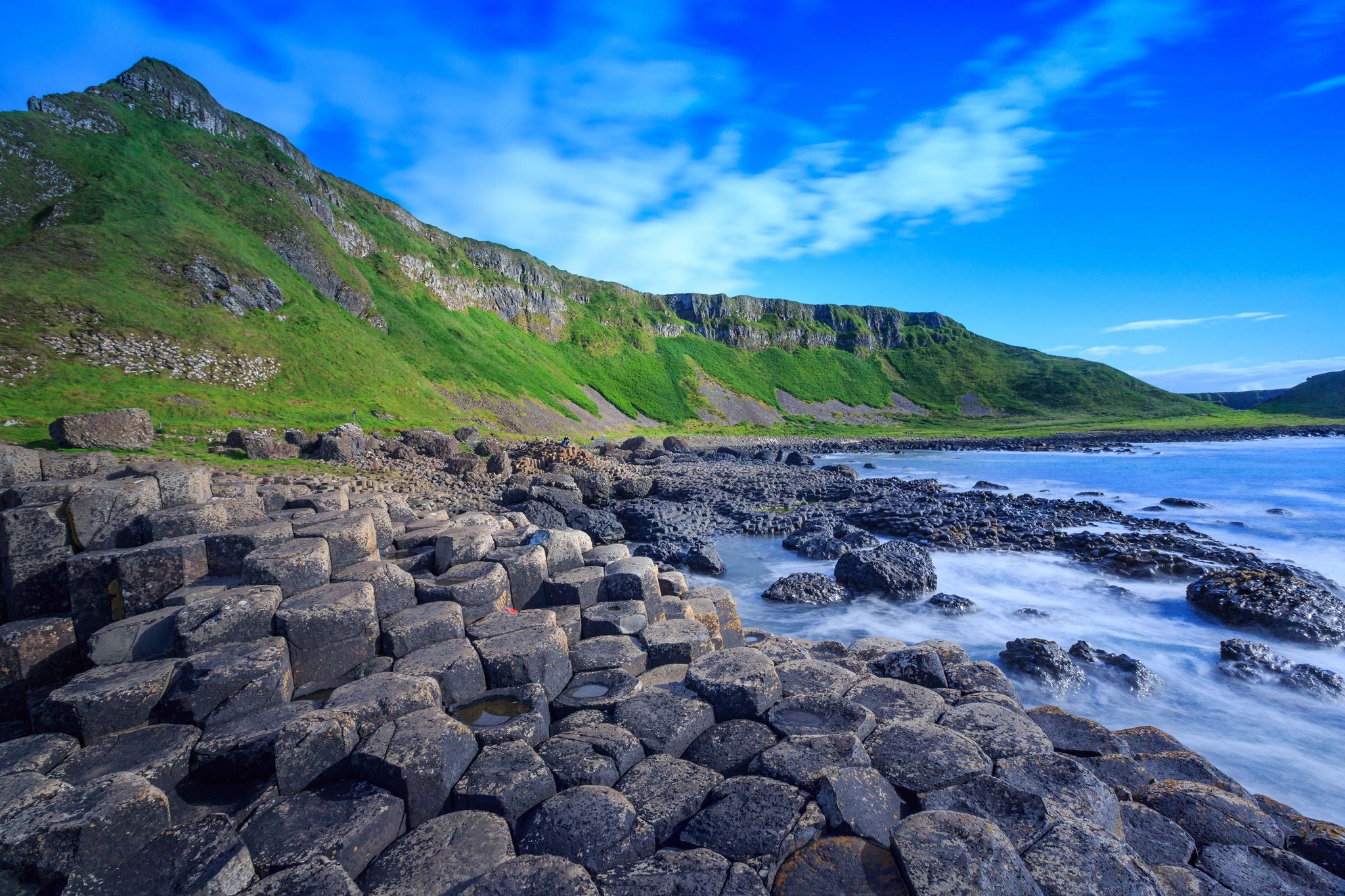 The nature hexagon stones at the beach called Giant's Causeway, the landmark in  Northern Ireland.