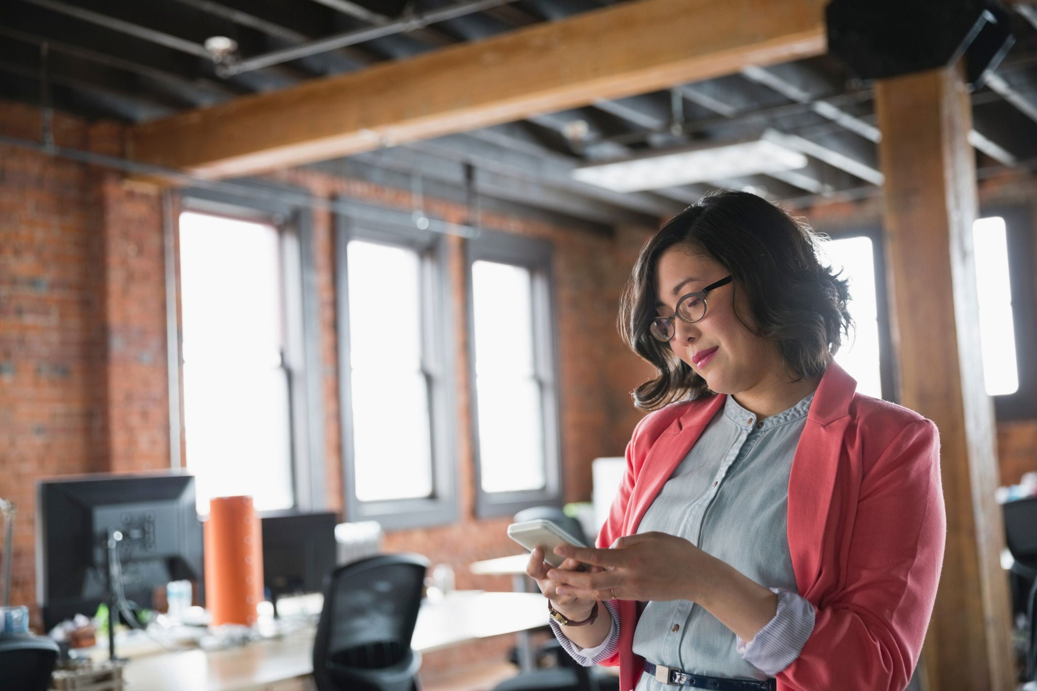 Female entrepreneur using mobile