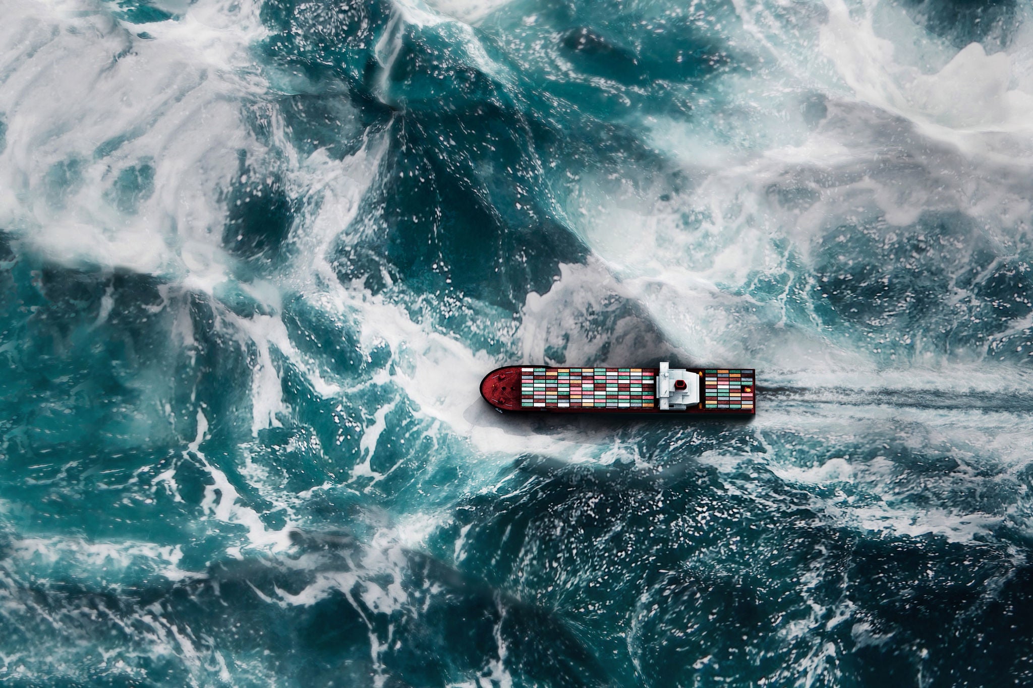 A boat in the stormy sea