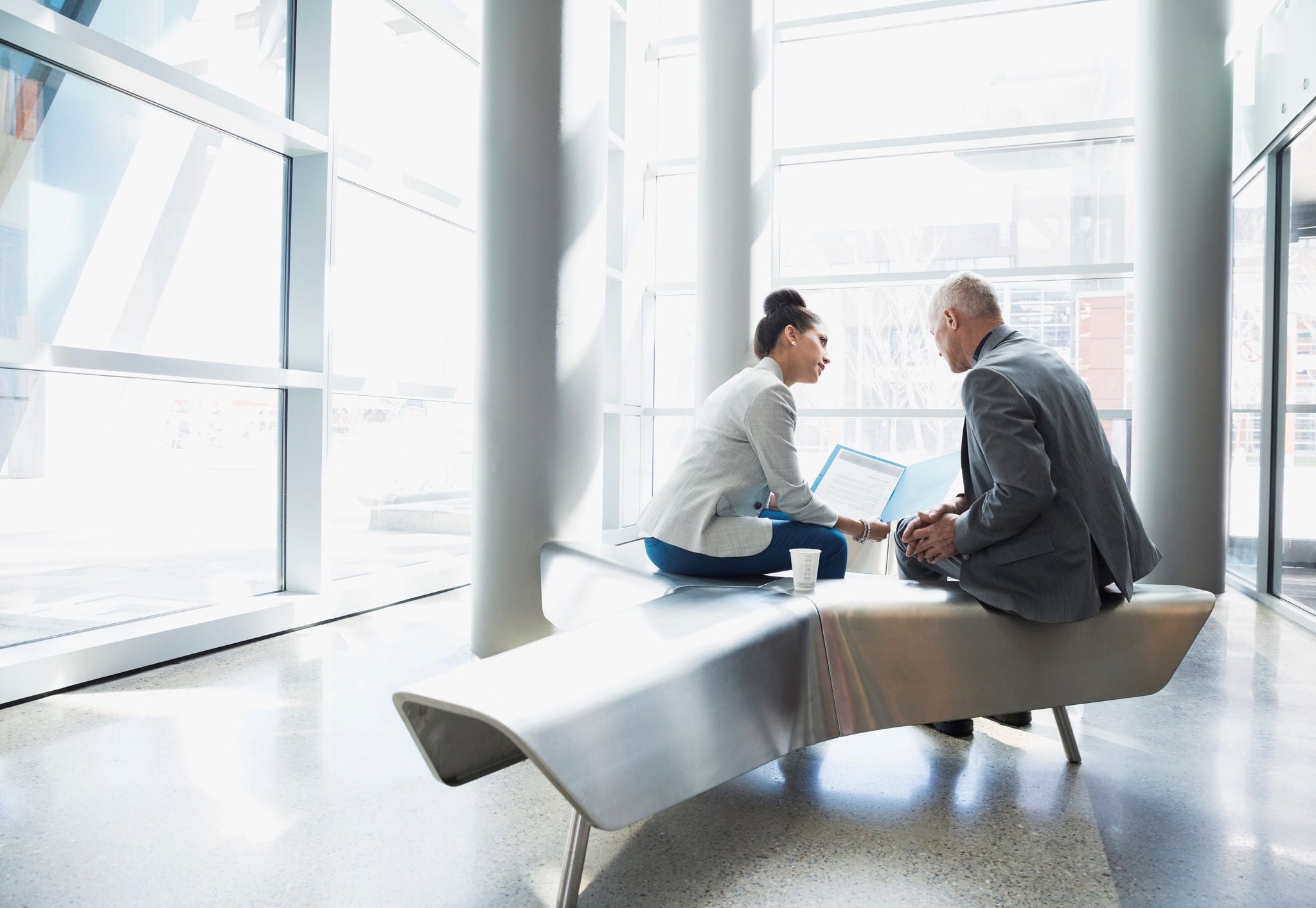 Business people reviewing work 