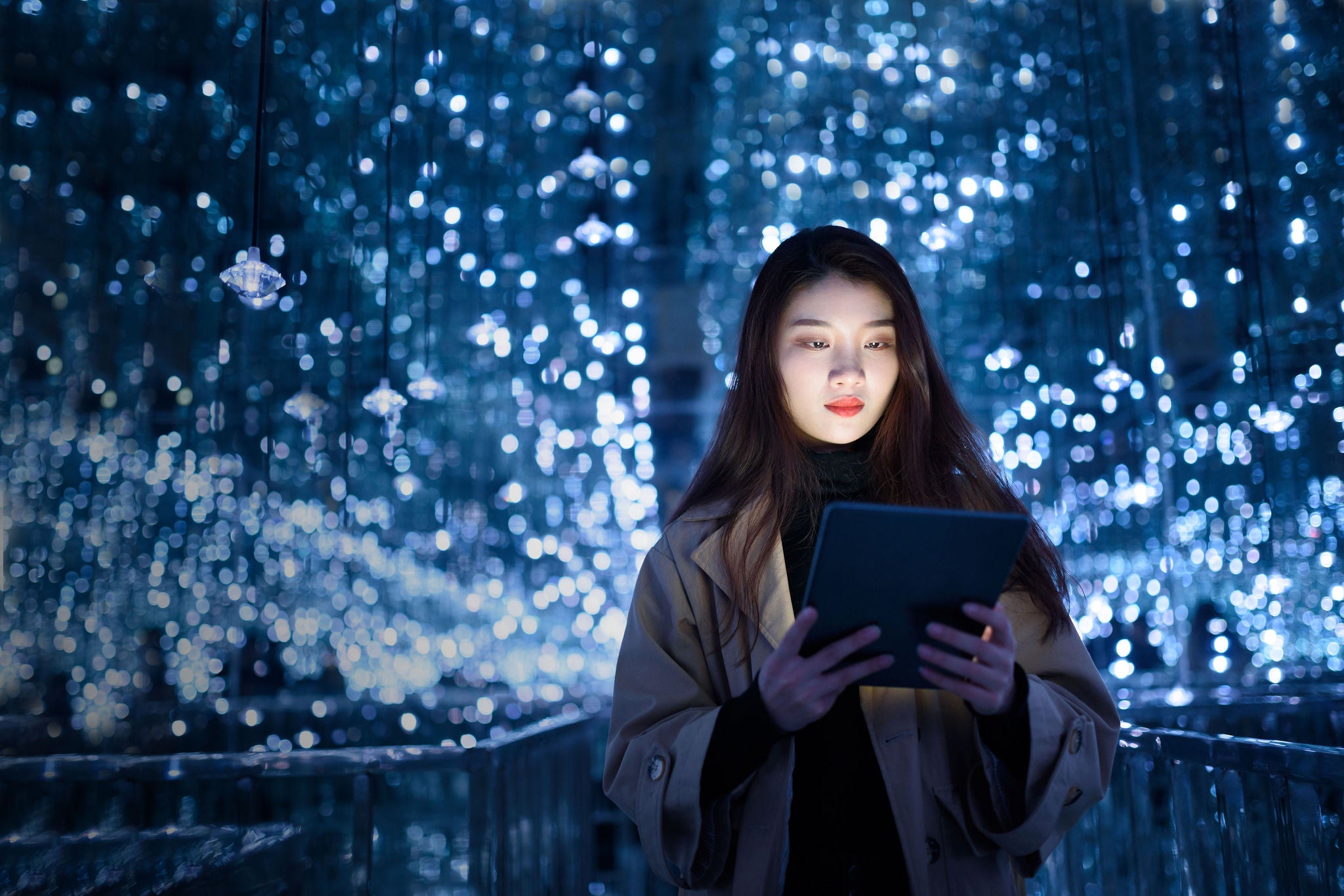 women using digital tablet