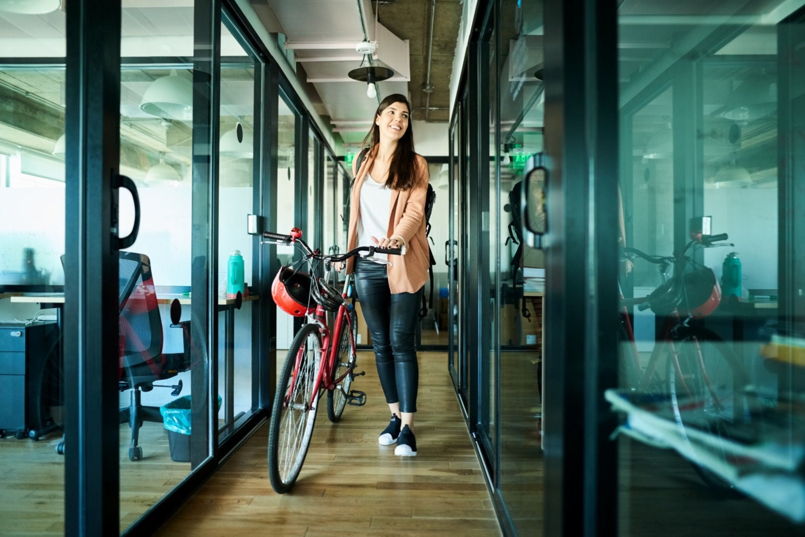 Woman coming to the office