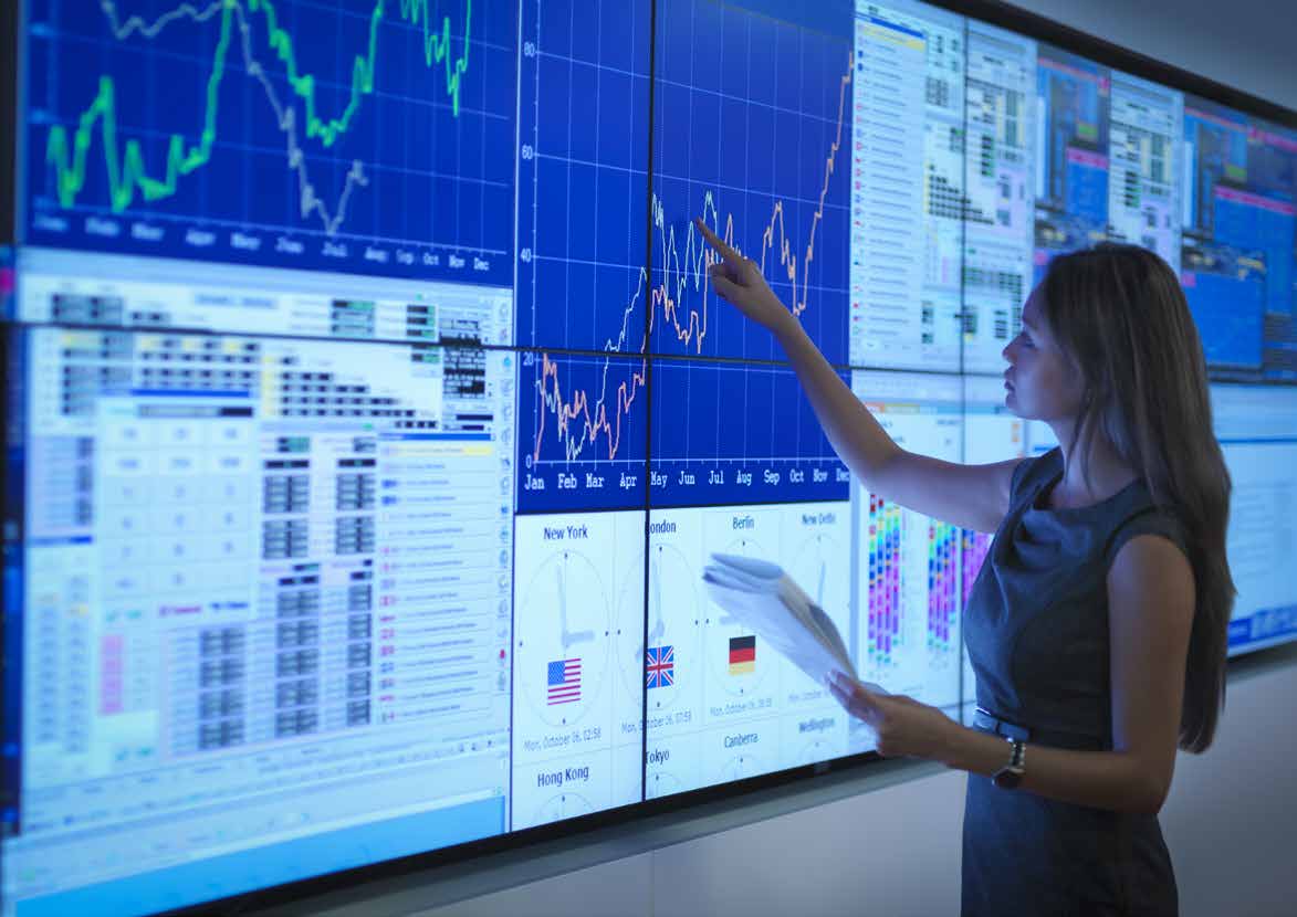 A women checking the business trading graph