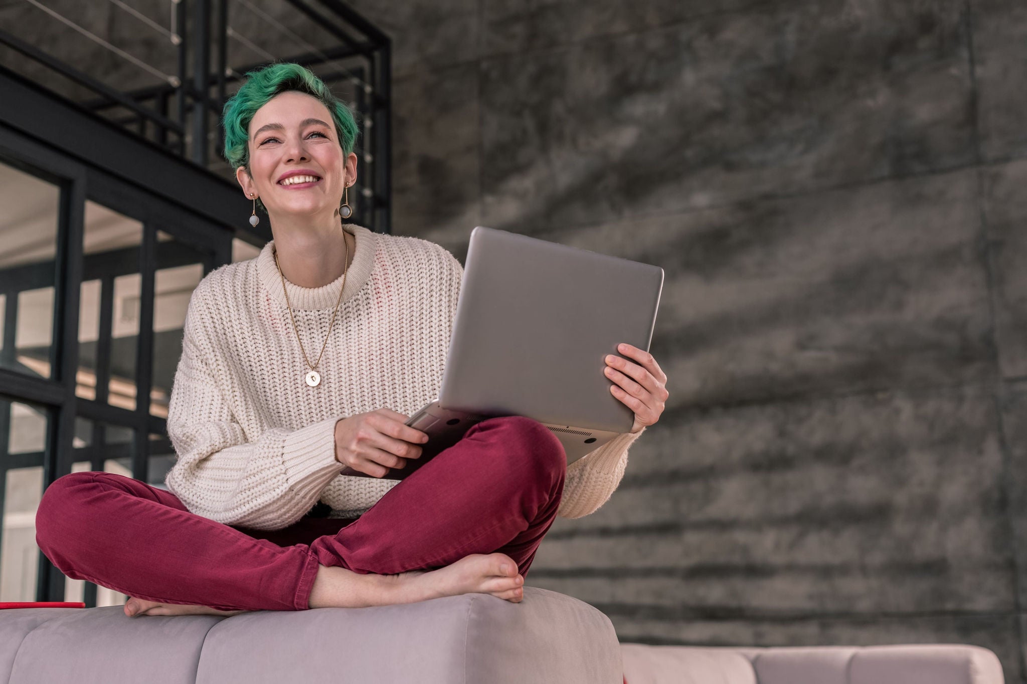 Women holding laptop 