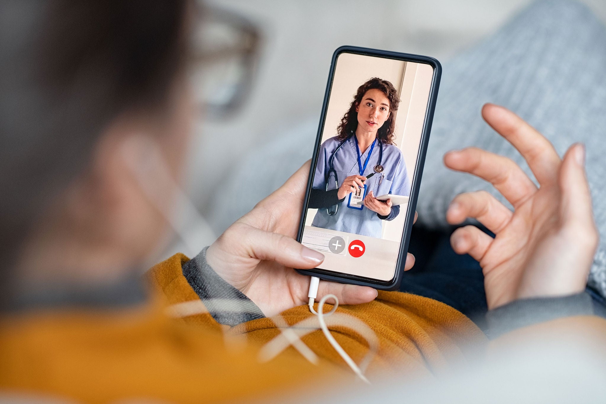 Doctor giving suggestions on video call