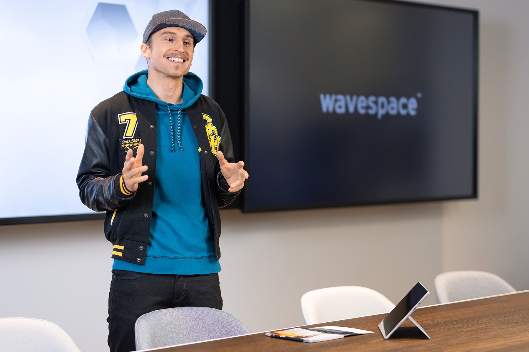 Picture of an young man delivering speech