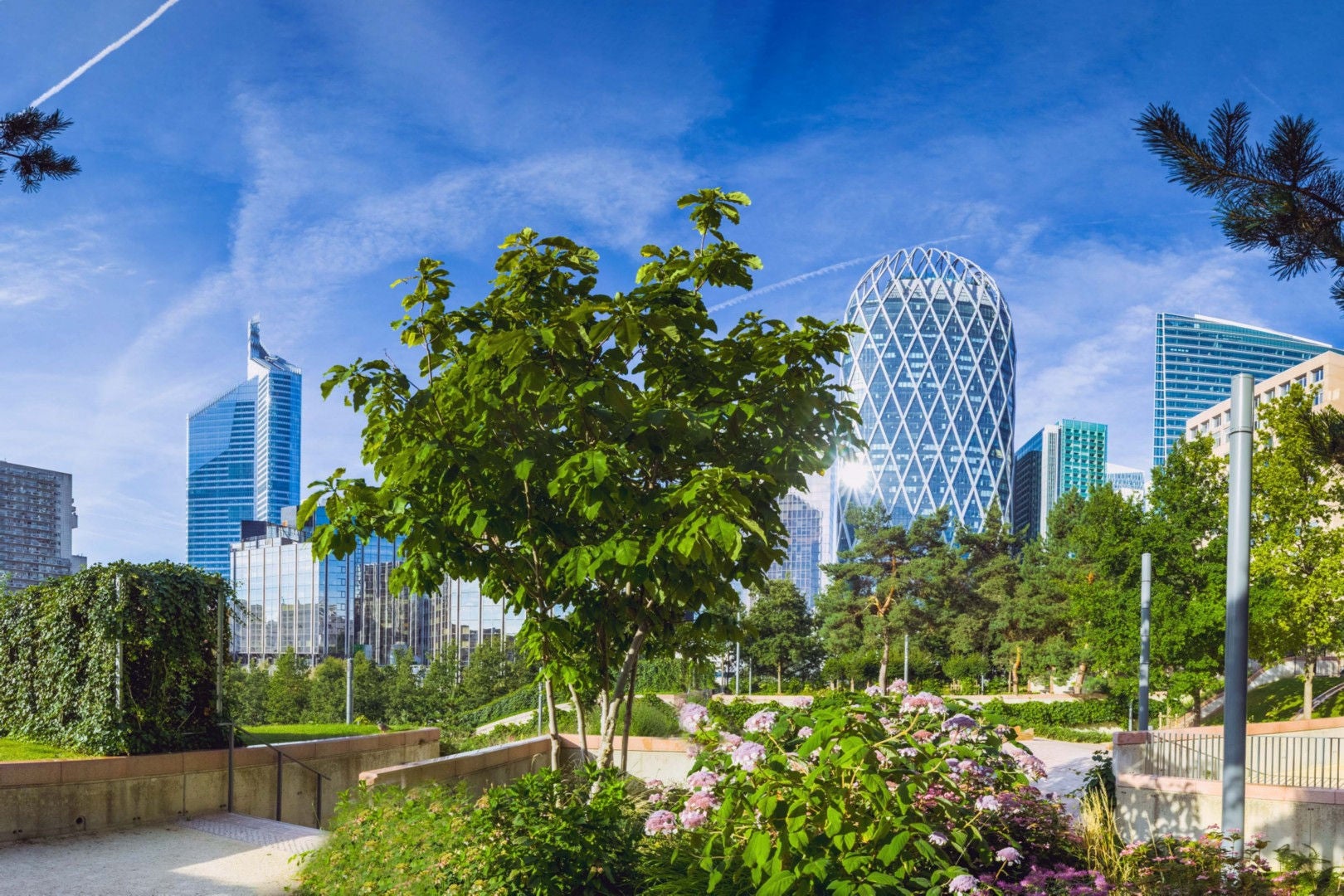 skyline of la defense in summer