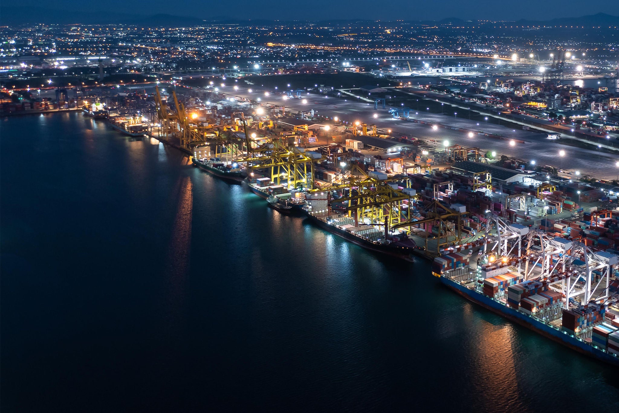 Picture of Aerial view of a shipping port