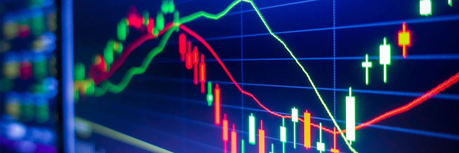 Blue stock market graph on led screen for analysis