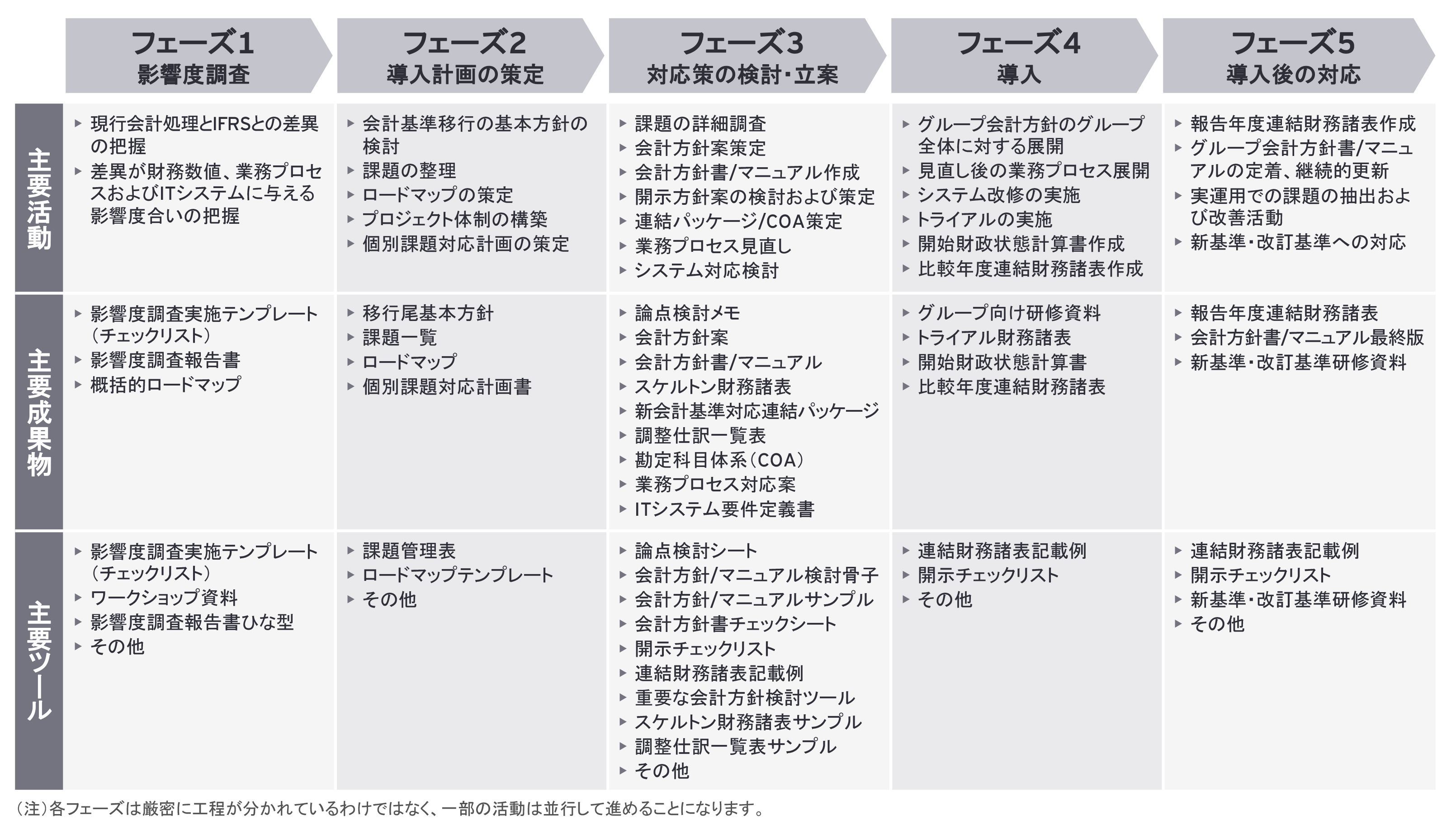 図3：移行プロジェクトによる主な活動（例示）