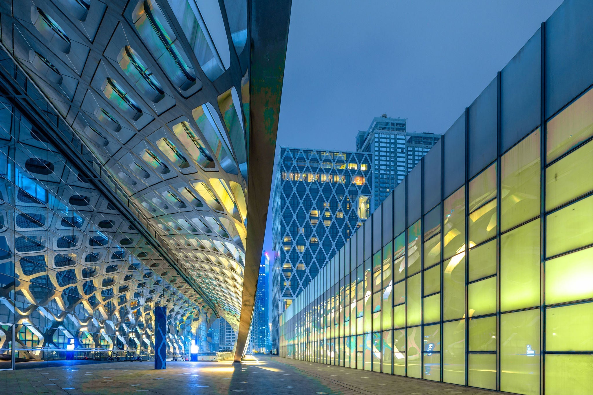 modern architecture in empty city square,financial district of China.