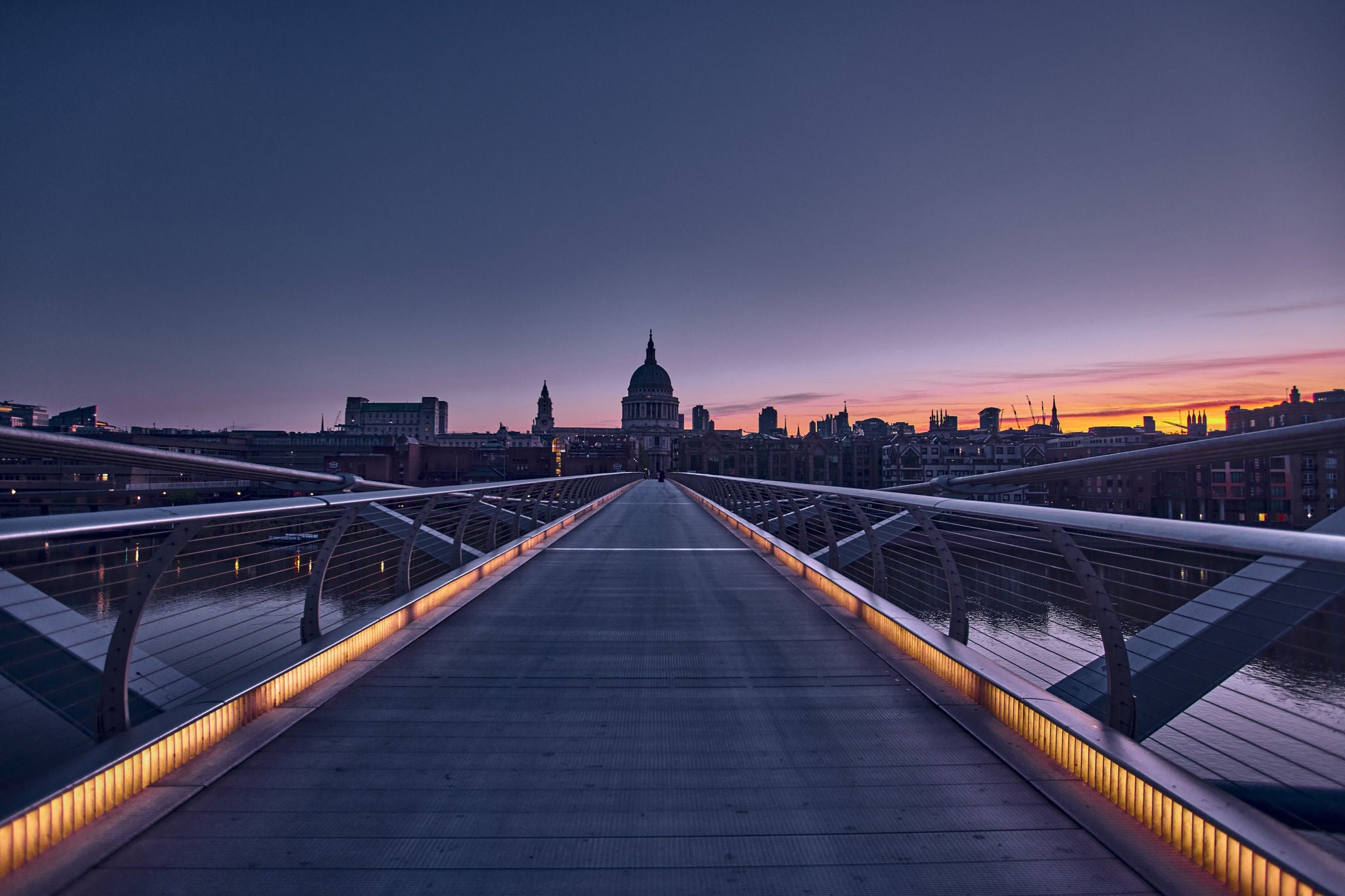 Dawn in london looking at St. Paul's Cathedral