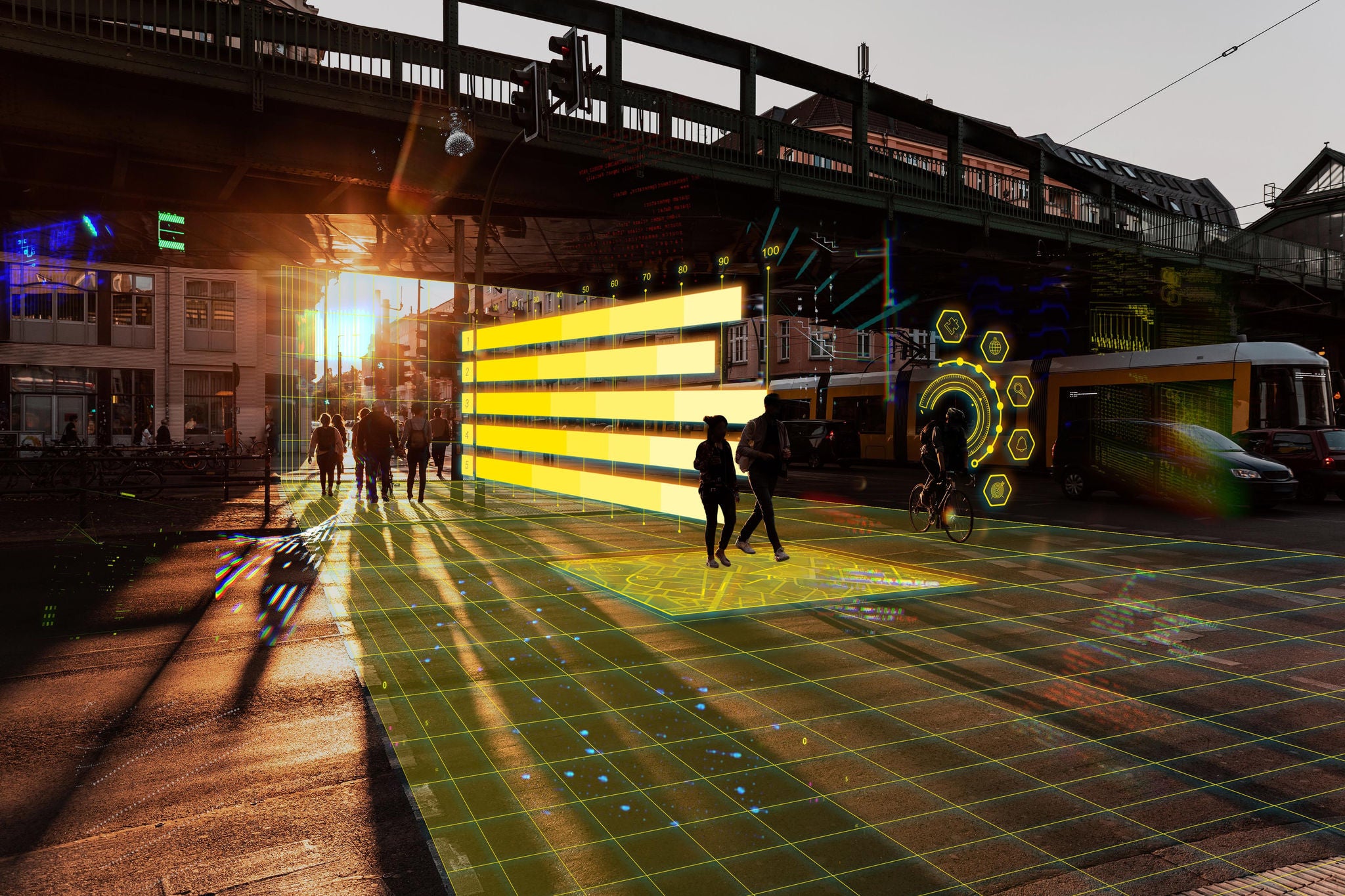 ey-ai-busy-street-in-berlin-with-people-silhouetted-at-sunset