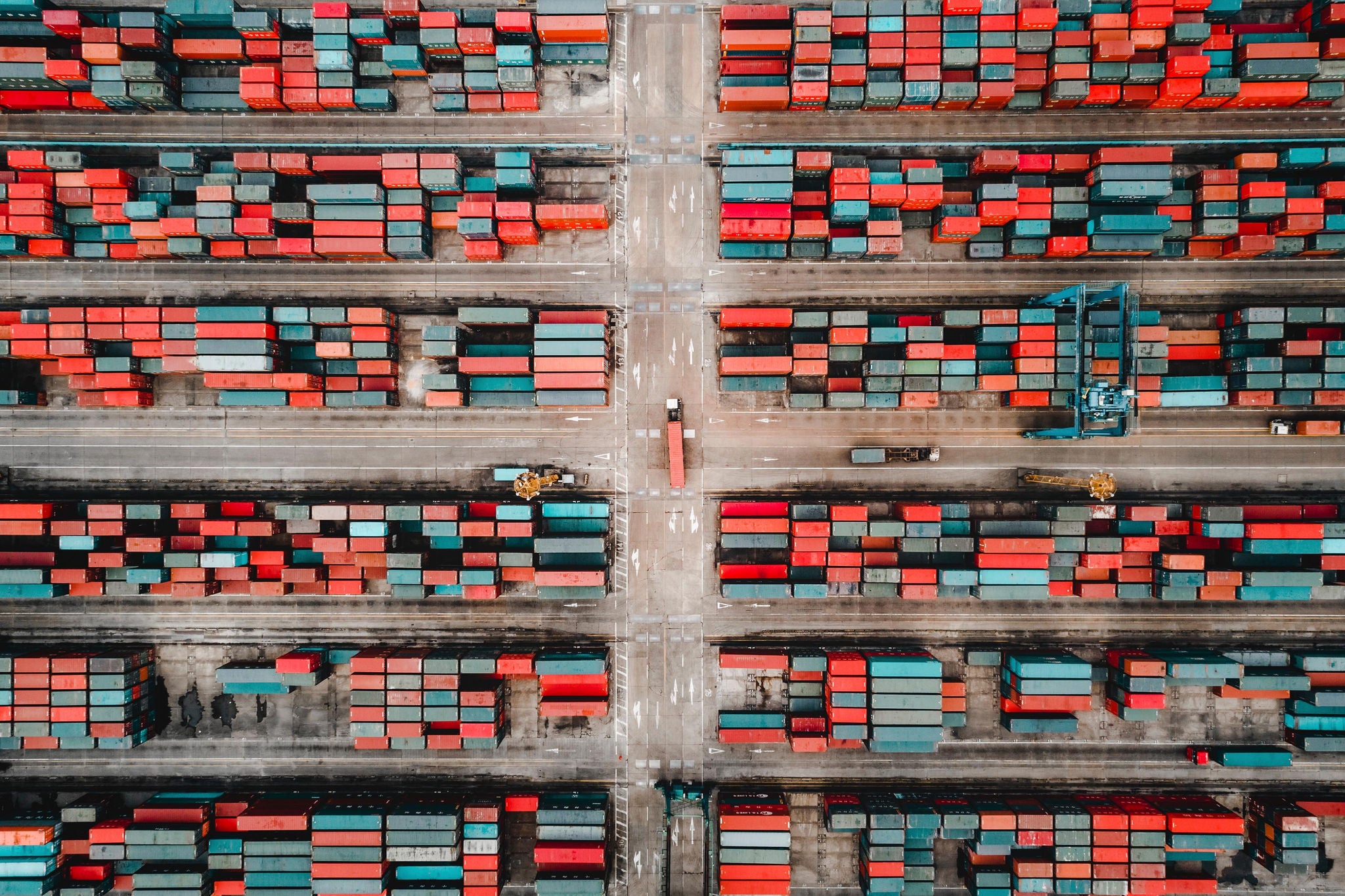 Aerial view of Container terminal in Shanghai, China.