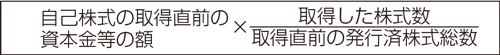 非上場会社が自己の株式を取得する場合や、上場会社が自己の株式を公開買付等により取得する場合の、取得資本金額の計算式