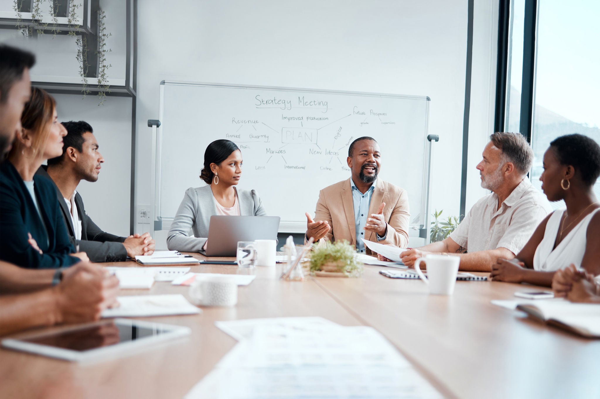 Group of businesspeople having a meeting at work