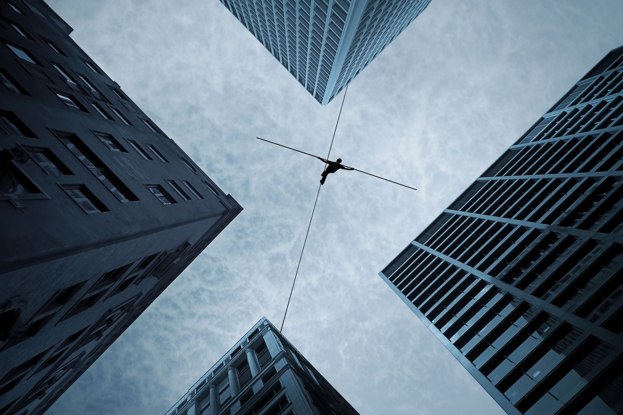 Man walking on rope