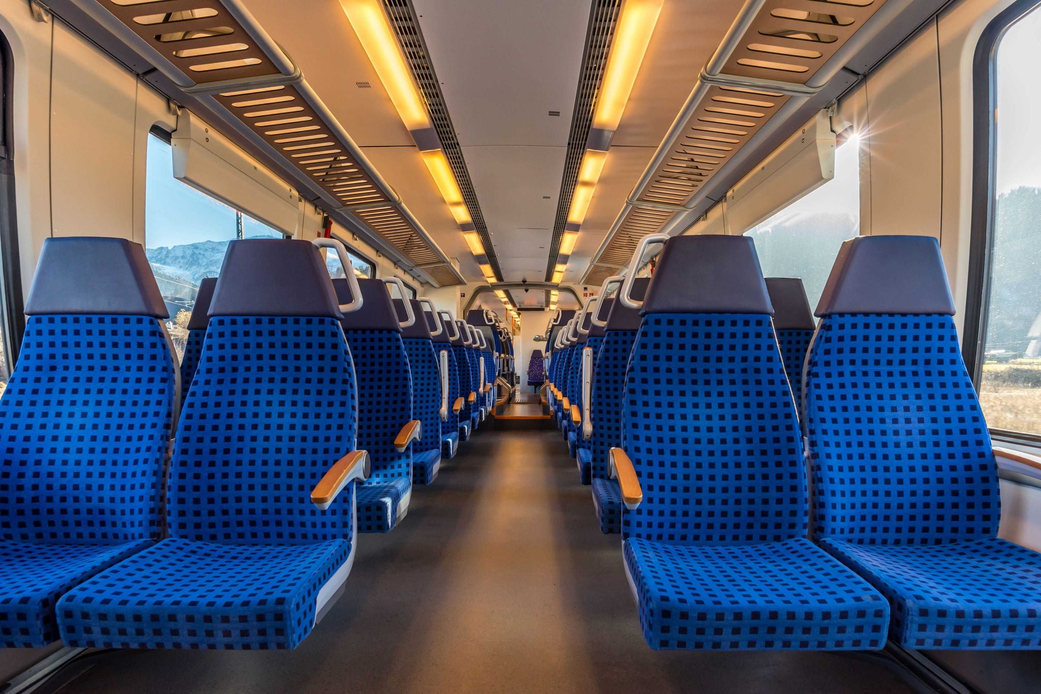 Empty seats in a train