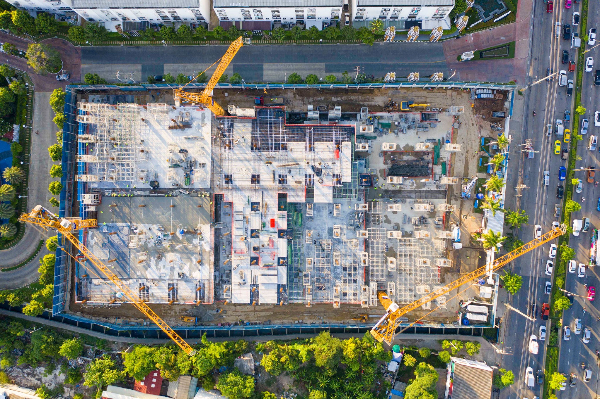 Top view of construction site.