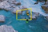 Two men kayaking through a rough river static