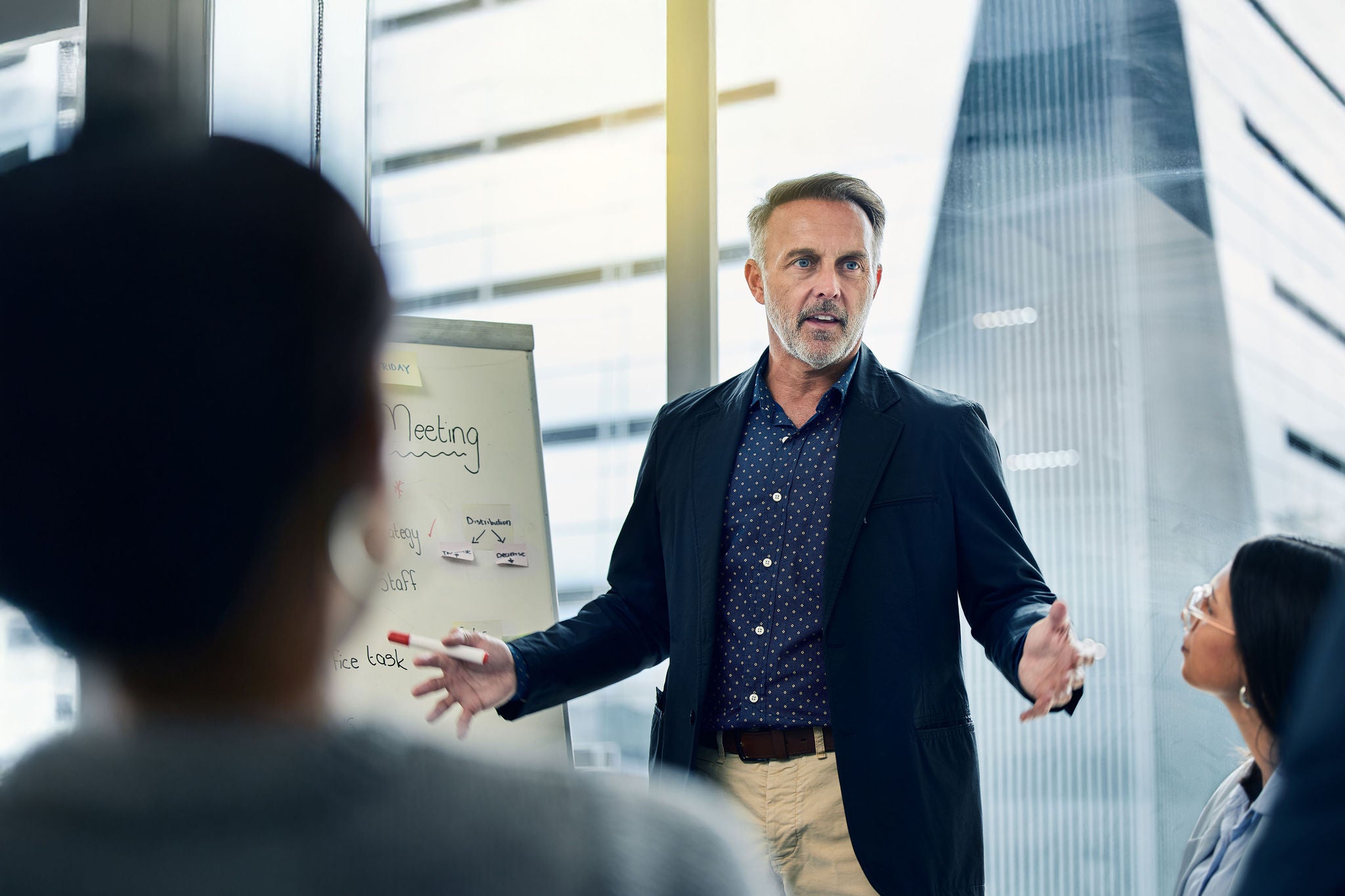  Shot of a businessman giving his staff a training seminar