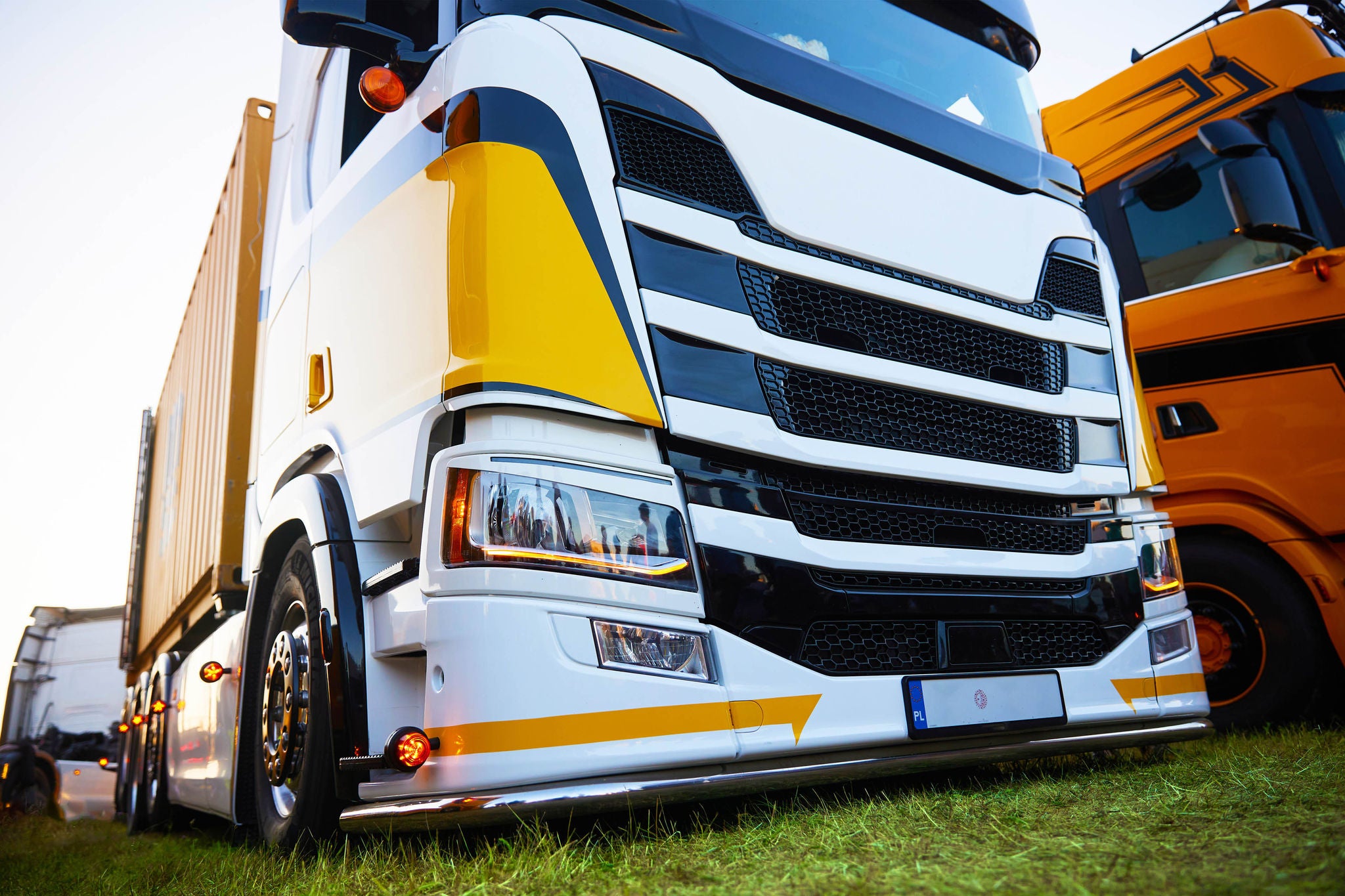 Truck tuned with white and yellow coloring