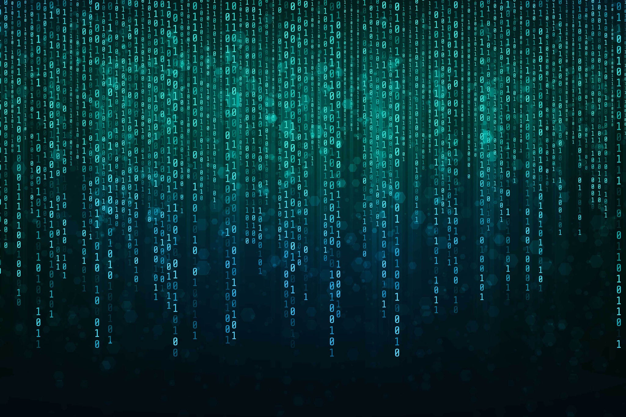 Abstract Technology Binary code Background with binary data fall from the top of the screen.Digital binary data and Secure Data Concept