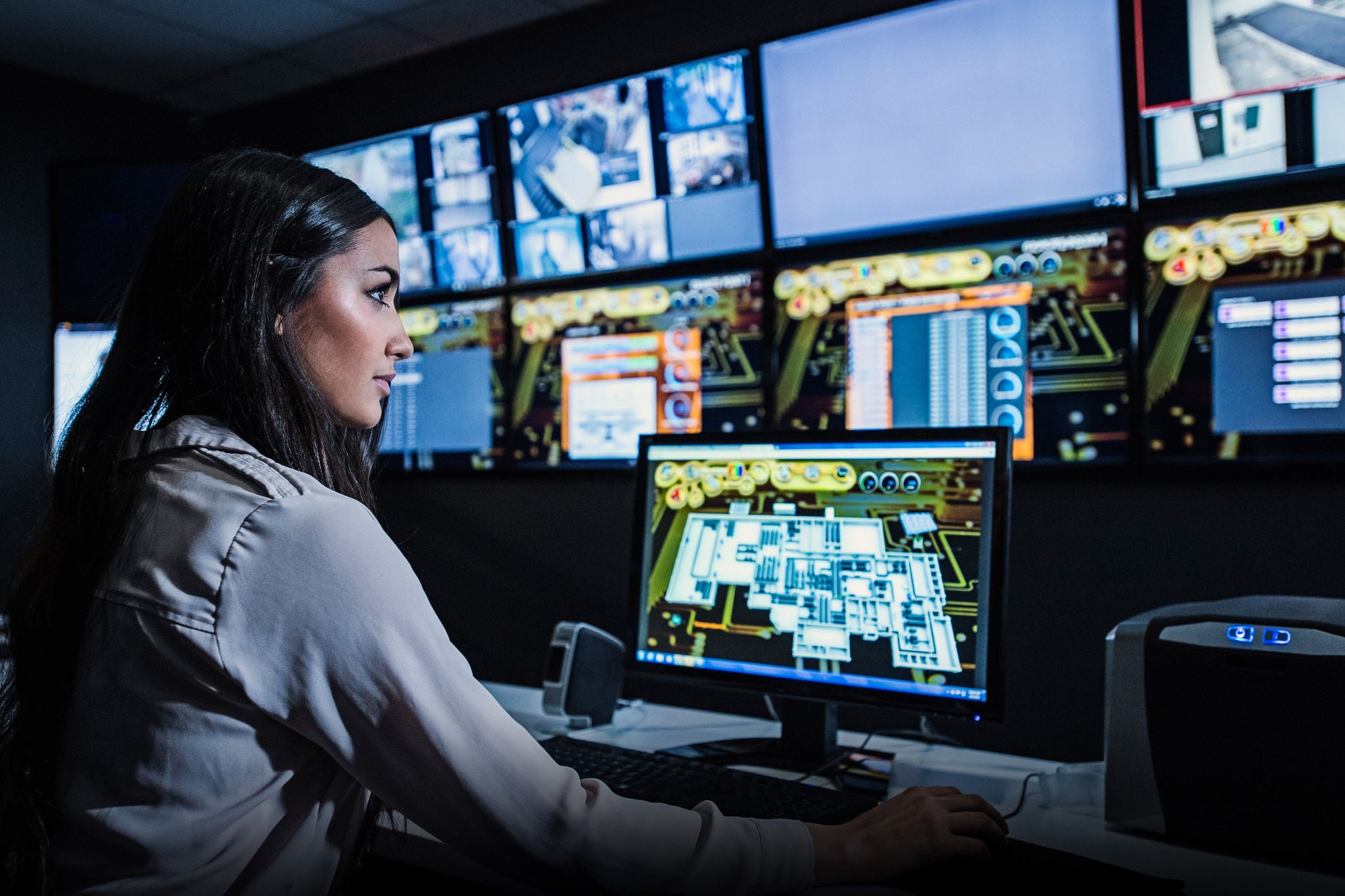 Girl working on cybersecurity