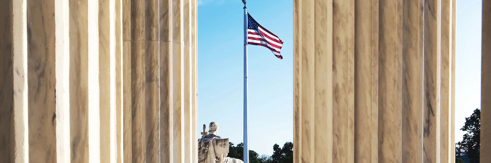 The marble columns of the Supreme Court of the United States in Washington DC