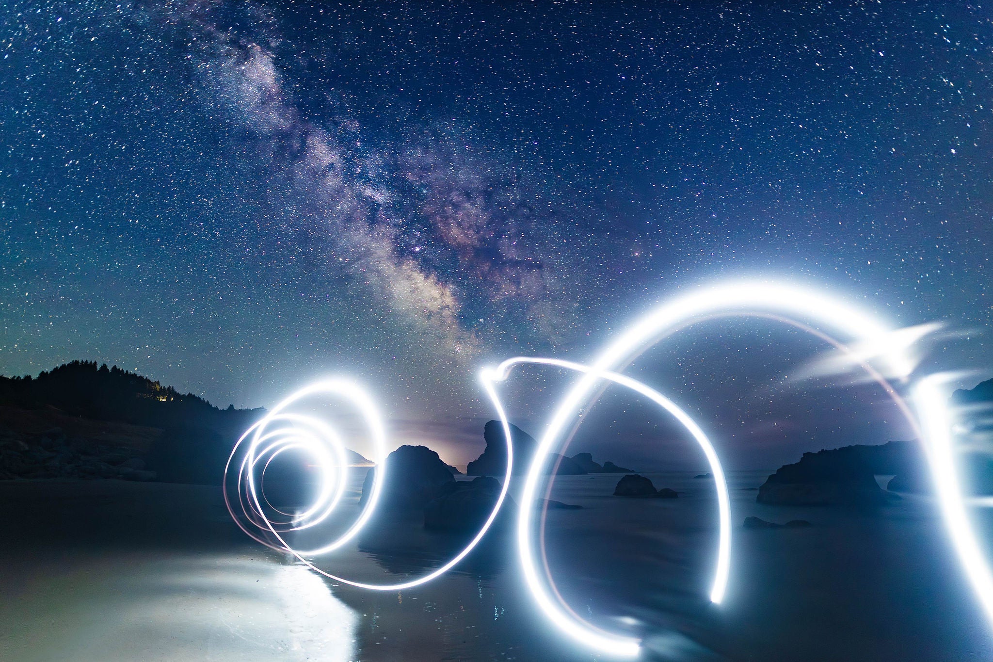 Milky Way at Rocky Beach at Pistol River Beach near Gold Beach, Oregon.