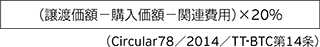 （譲渡価額－購入価額－関連費用）×20％ （Circular78／2014／TT-BTC第14条）