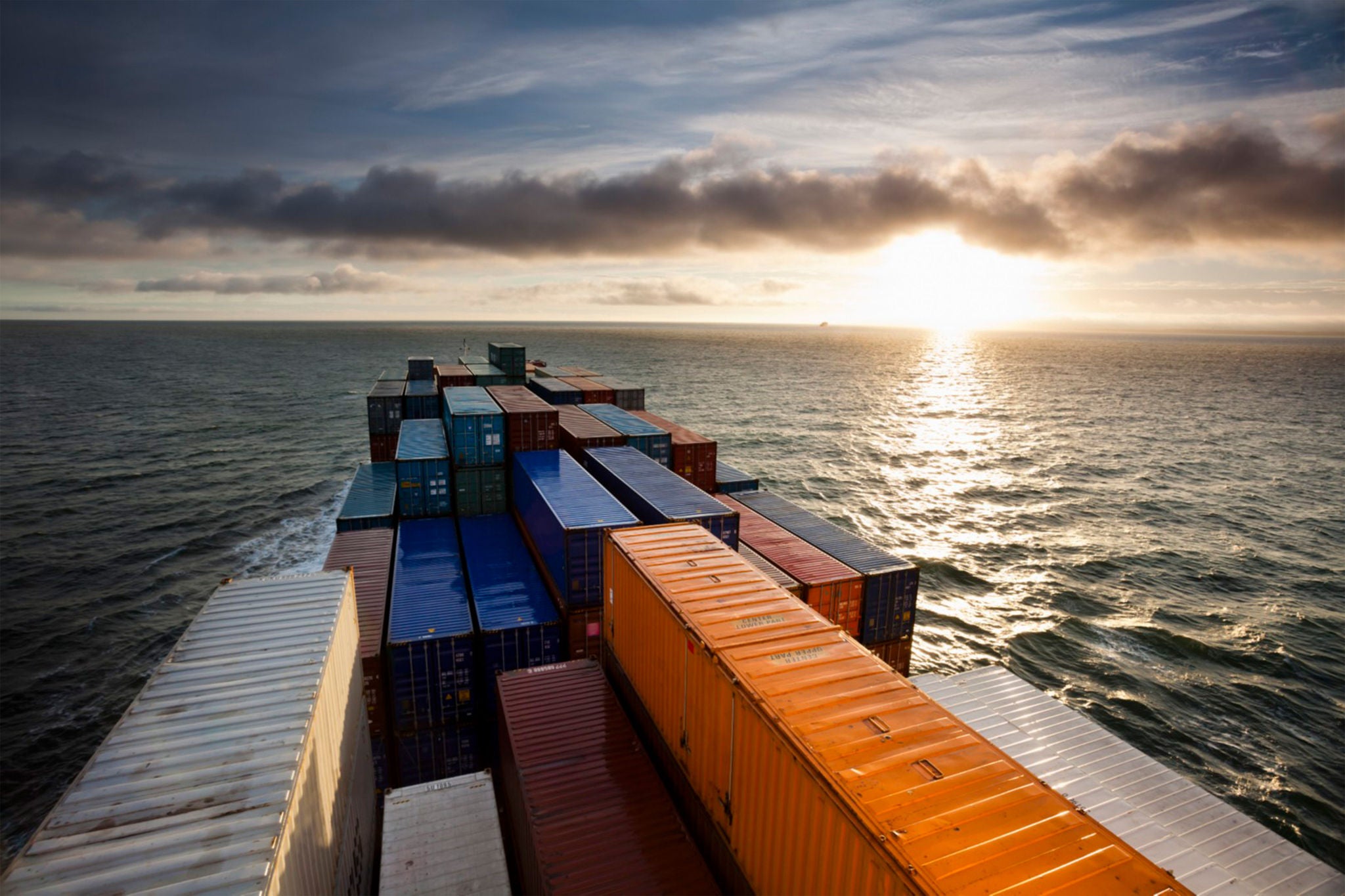 Container ship on baltic sea