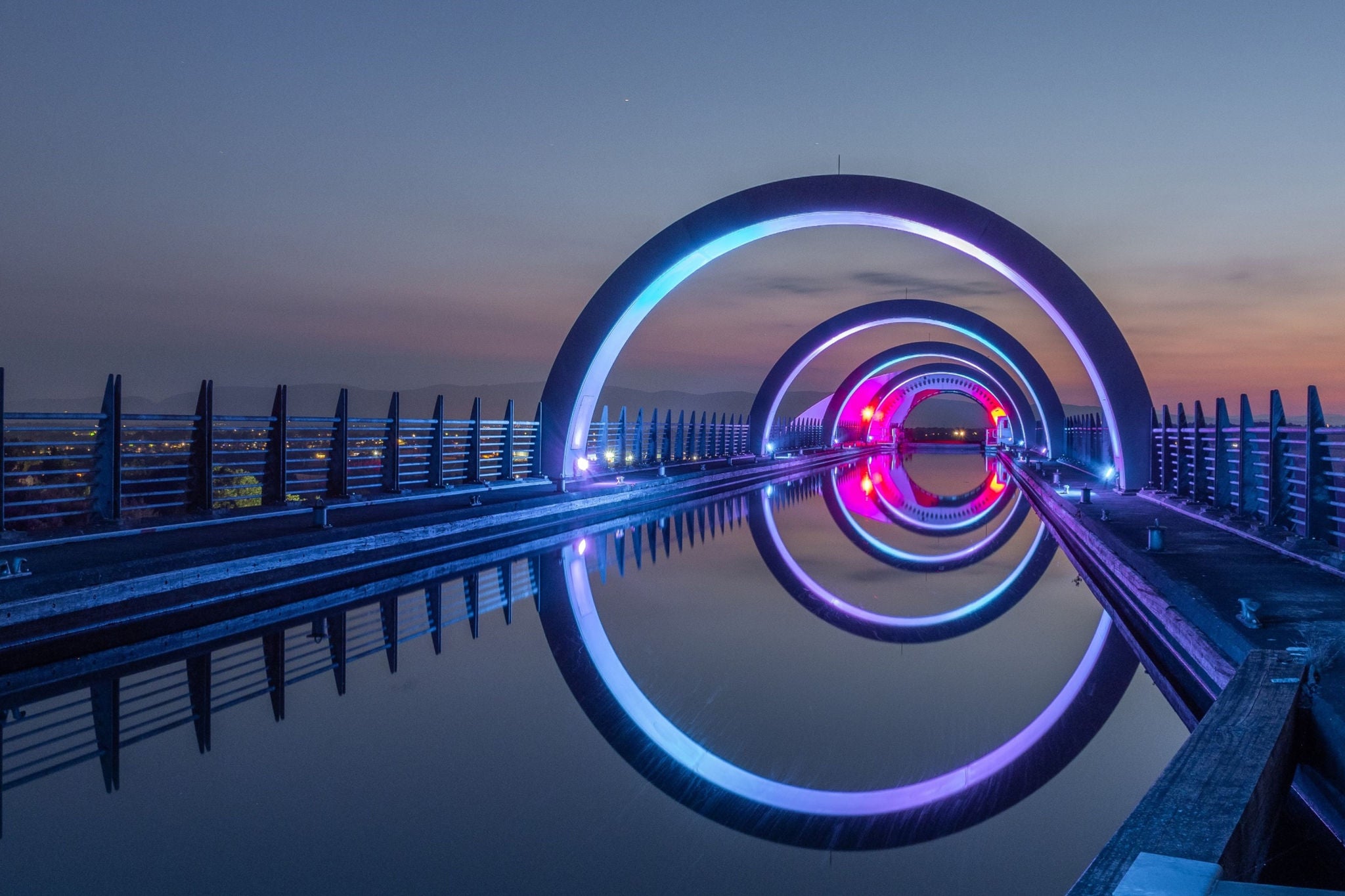 Bridge with shadow at night