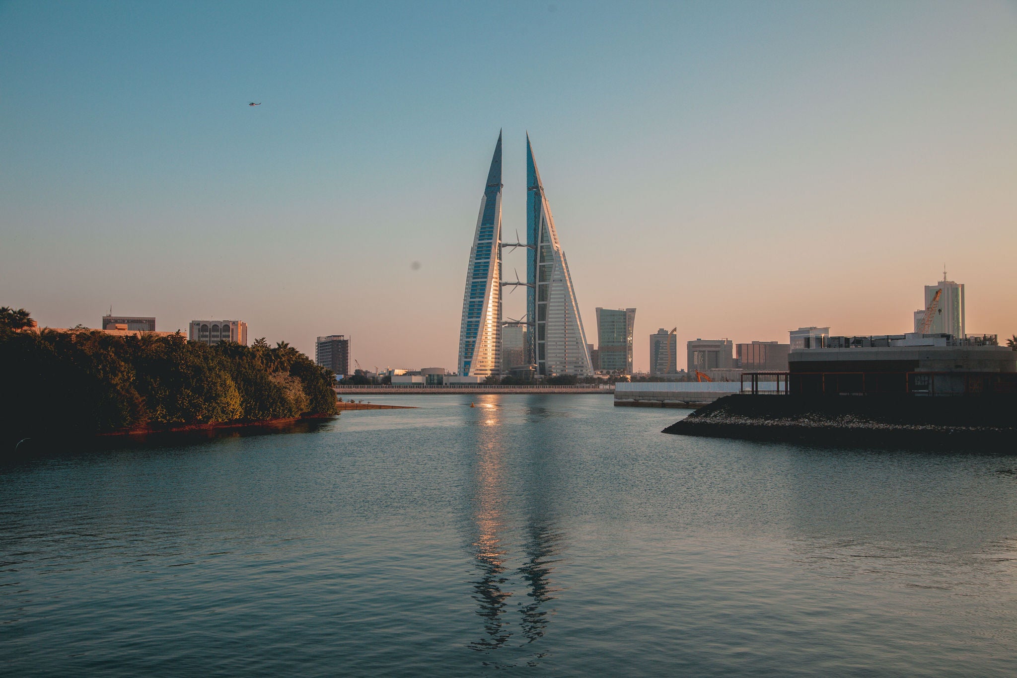 Bahrain World Trade Center in the Evening