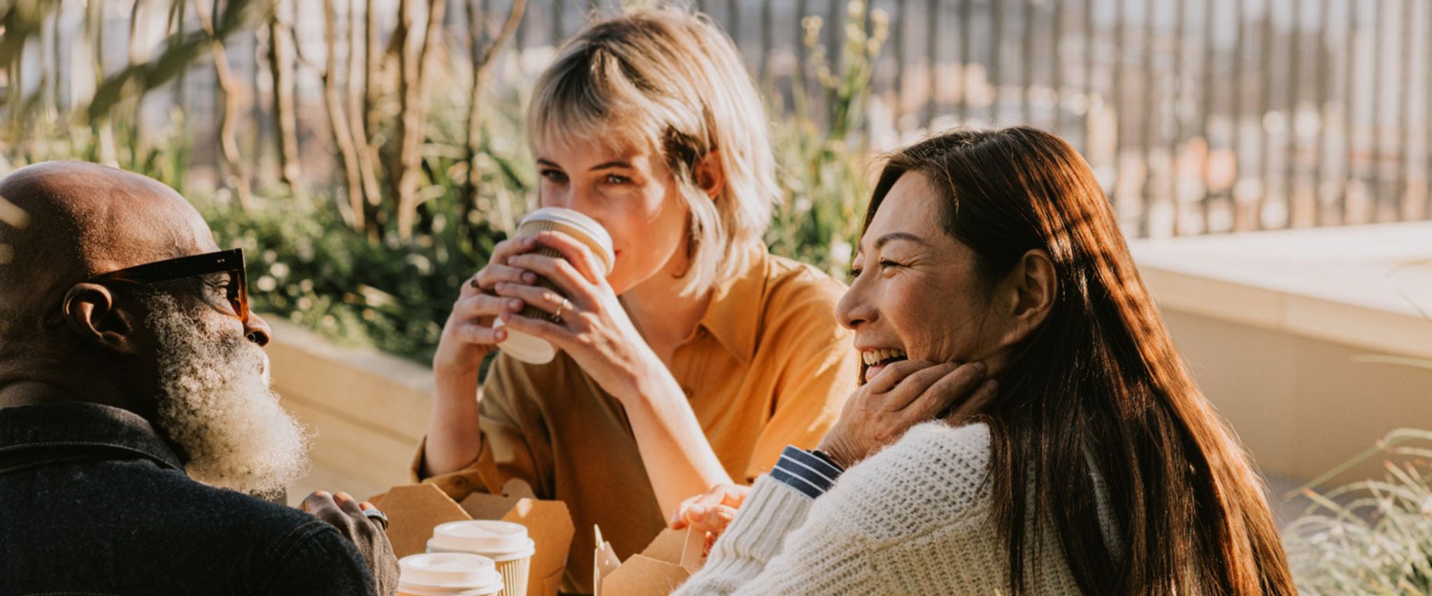 old friends drinking coffee